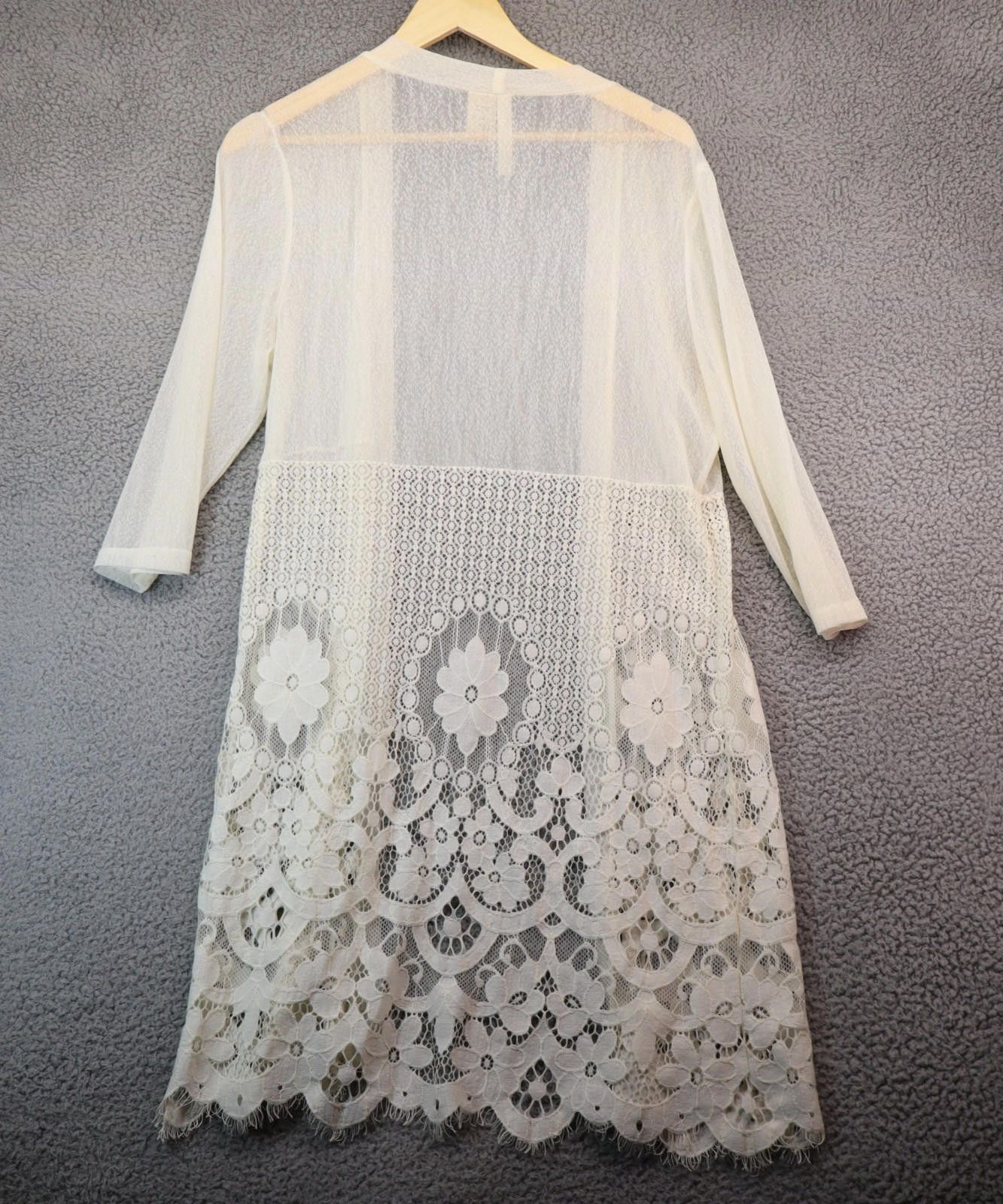 Other Ivory Floral Lace Gown Cover Women Medium 3/4 Sleeve Size ONE SIZE - 7 Thumbnail