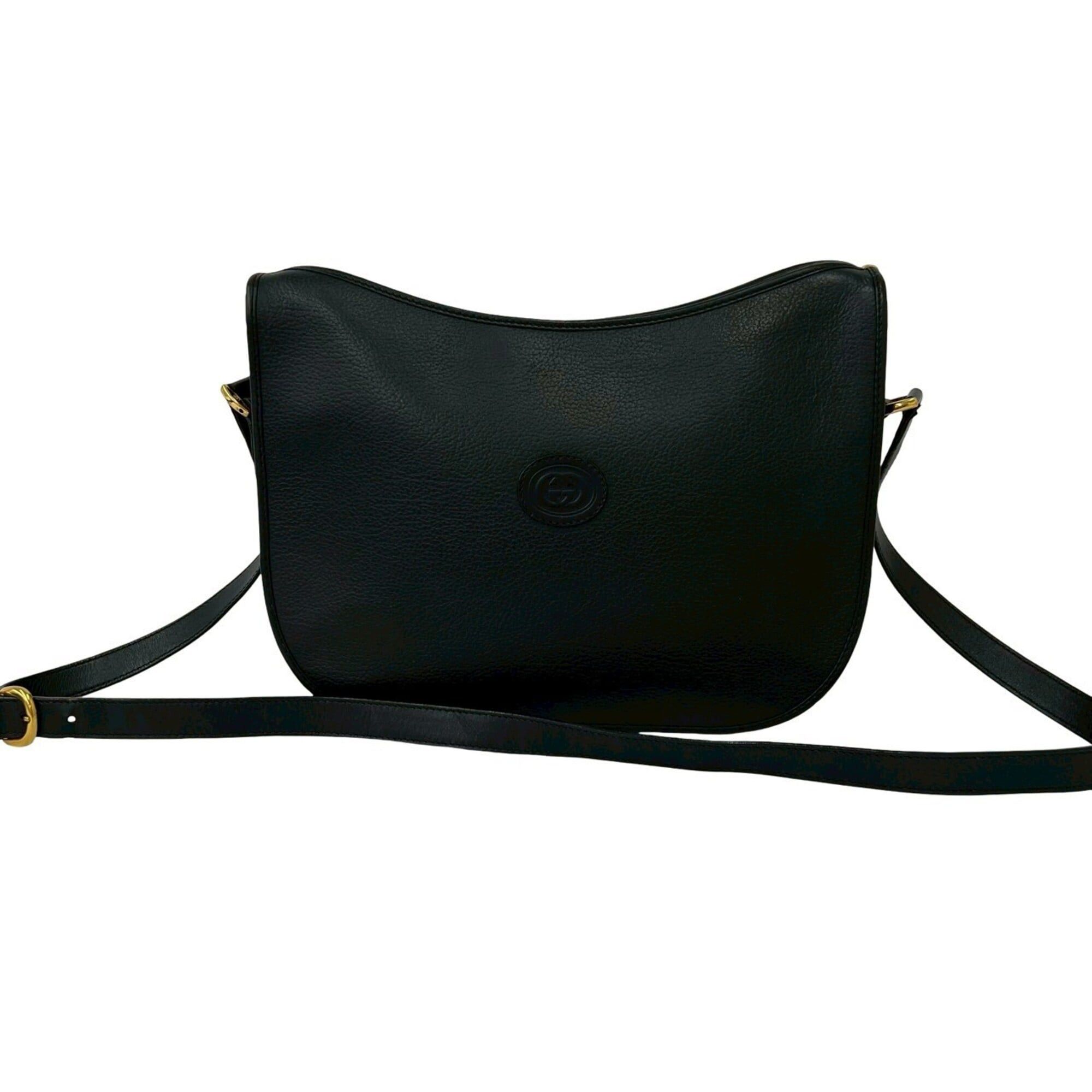 Gucci GUCCI Vintage GG Logo Leather Shoulder Bag/Pouch/Sacoche (Black, 80312) Size ONE SIZE - 1 Thumbnail