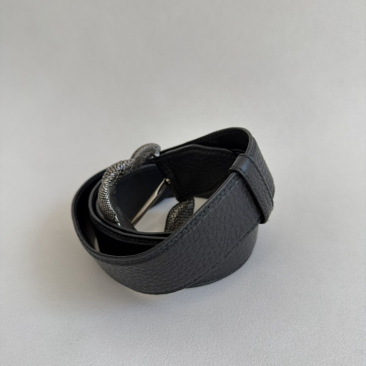 Prada Black Leather Metal ‘Serpent Buckle’ Belt Size ONE SIZE - 10 Thumbnail