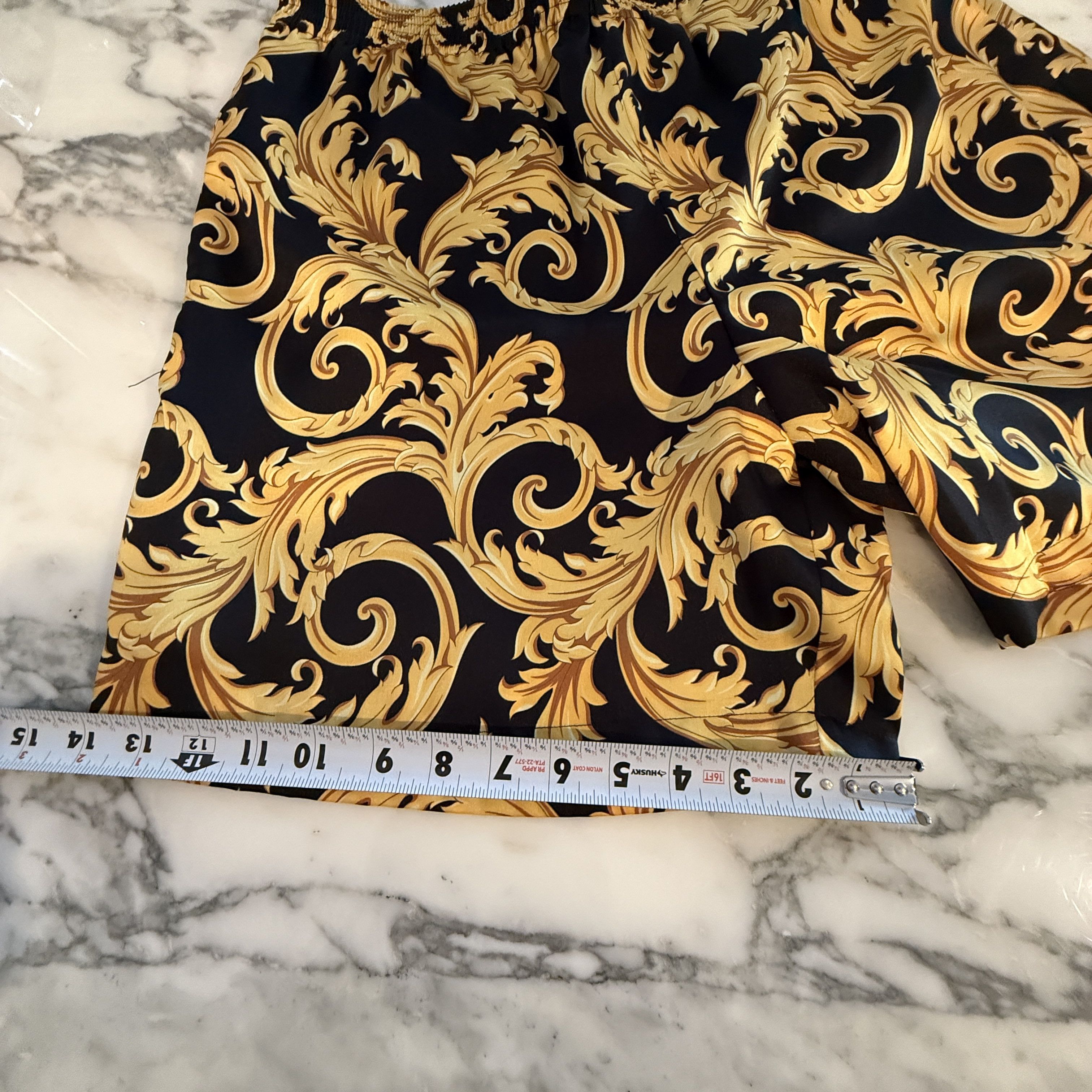 Versace Versace Men's Baroque Shorts Black Gold Print Shorts IT 50 Size US 31 - 11 Thumbnail