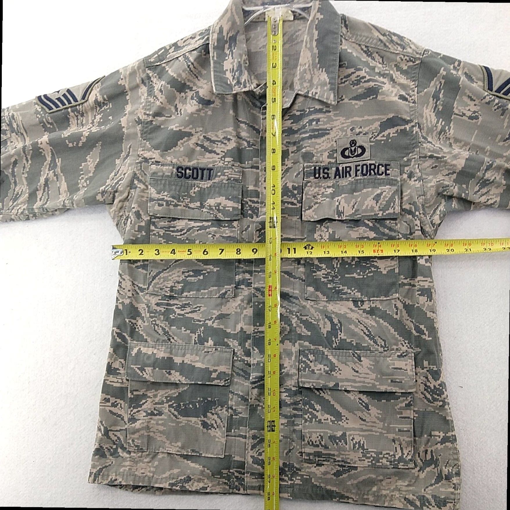 Vintage US Air Force Camouflage Shirt Master Sergeant Tiger Strip Long Sleeve Adult Large Camo Mens Size US L / EU 52-54 / 3 - 6 Thumbnail