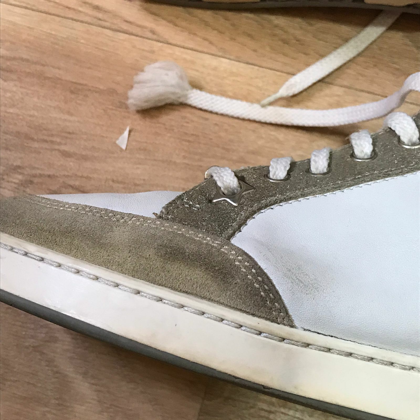 Jimmy Choo JIMMY CHOO Miami Sneaker SHOES WOMENS WHITE GREEN Leather Size US 7.5 / IT 37.5 - 6 Thumbnail