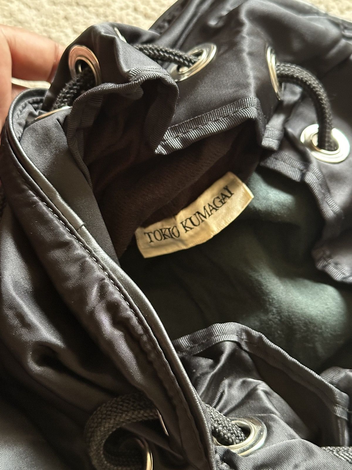 Tokio Kumagai 1980s Tokio Kumagai folded Drawstring Nylon Backpack Size ONE SIZE - 12 Thumbnail