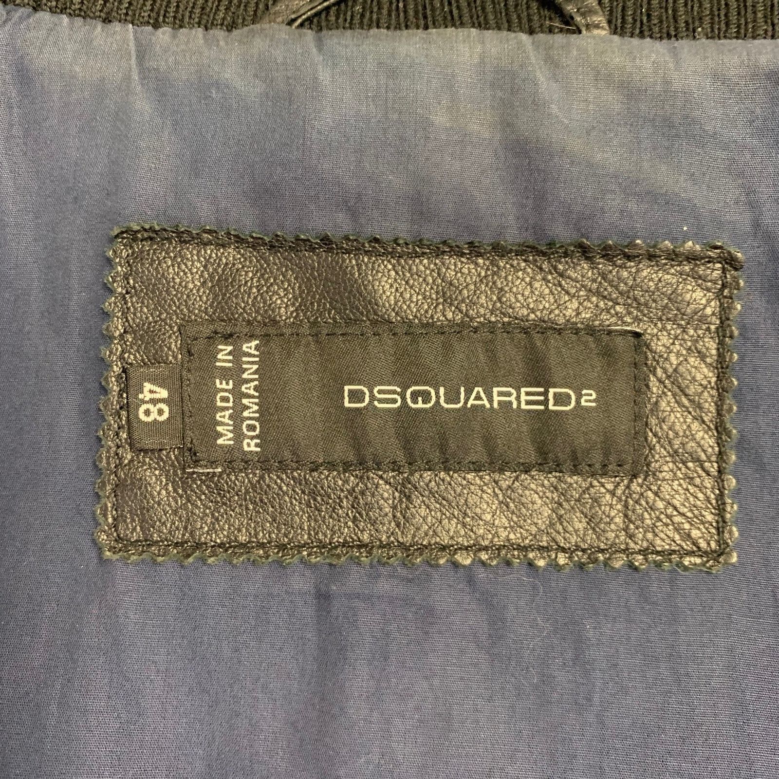 Dsquared2 DSQUARED2 Black Lambskin Leather Knit Trim Double Zipper Size US M / EU 48-50 / 2 - 5 Thumbnail