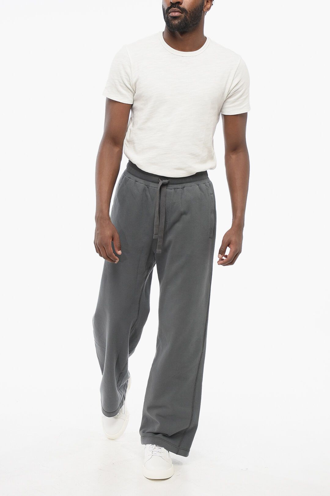 Dolce & Gabbana og1mm0825 Brushed Cotton Wide Leg Sweatpants & Joggers Grey Size US 34 / EU 50 - 4 Thumbnail