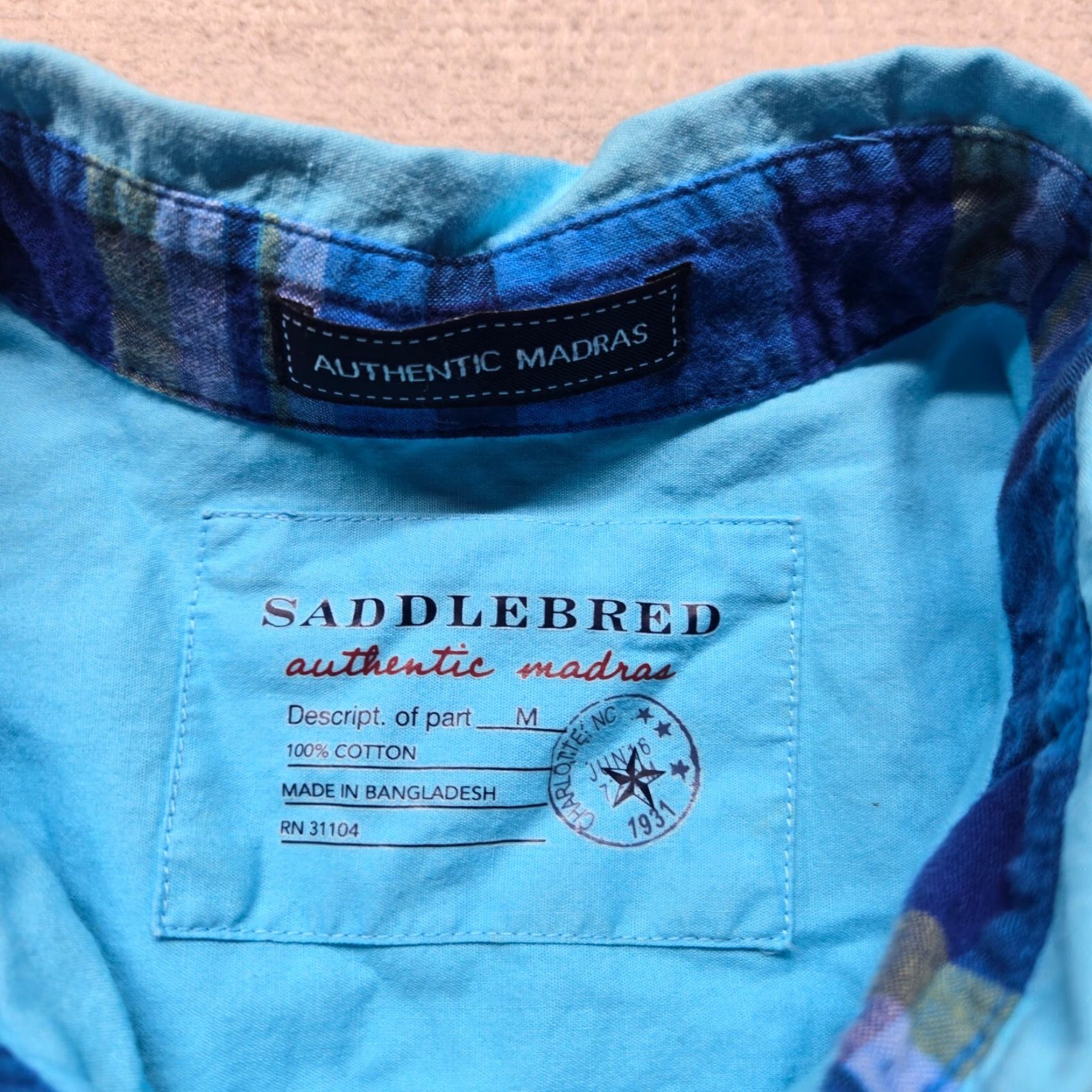 Vintage Saddlebred Shirt Button-Up Solid Blue 100% Cotton Adult Men’s Size M Medium Short Sleeve Collared Button Front Easy Care Size US M / EU 48-50 / 2 - 3 Thumbnail