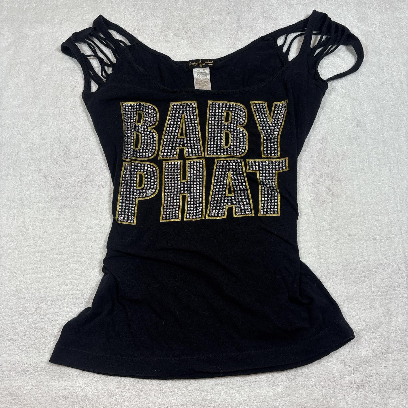Other y2k baby phat rhinestone bedazzled top with sleeve cuttouts Size L / US 10 / IT 46 - 1 Thumbnail