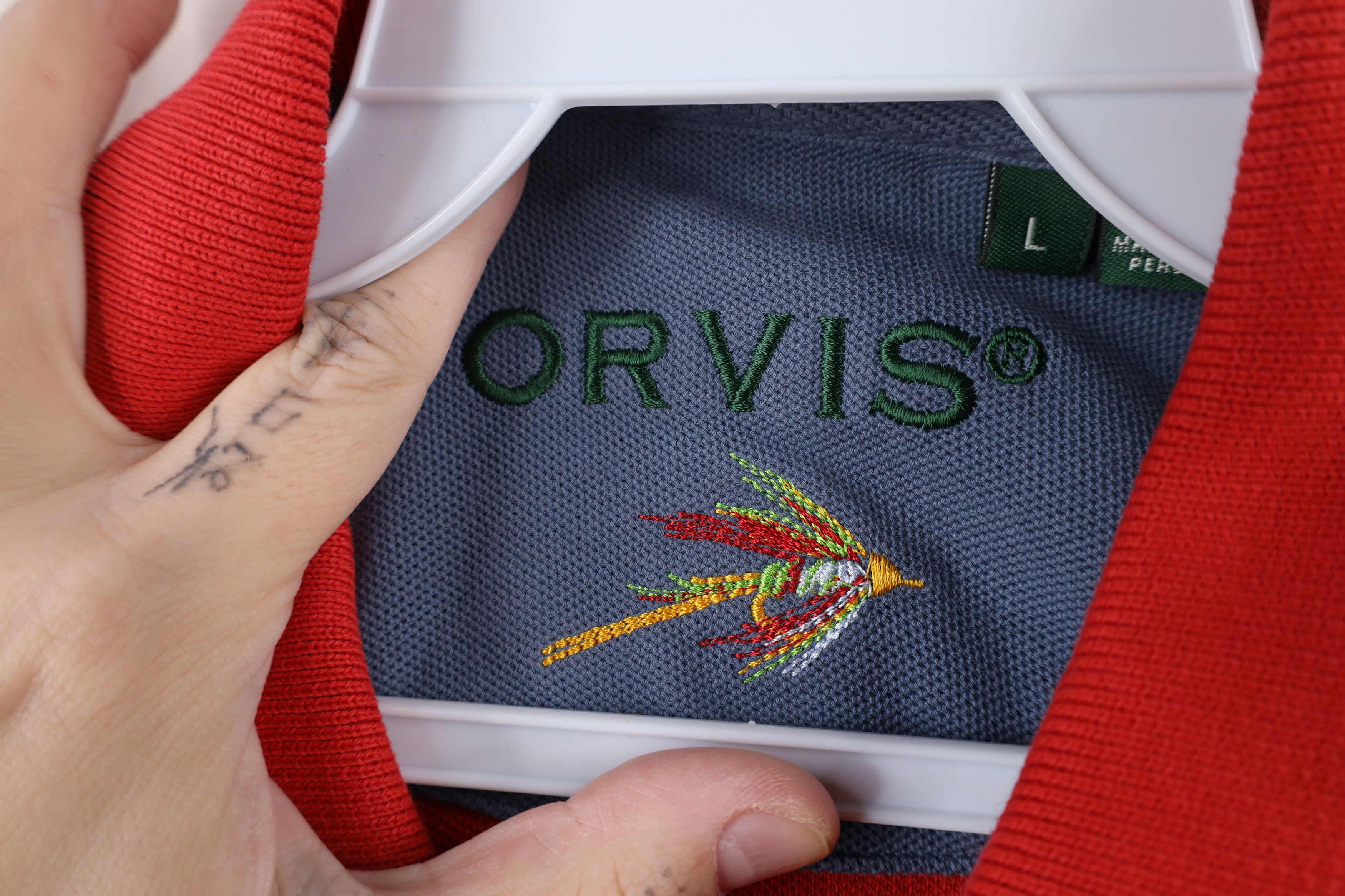 Orvis × Vintage Vintage Orvis Heavyweight Collared Polo Shirt Red Cotton Size US L / EU 52-54 / 3 - 7 Thumbnail