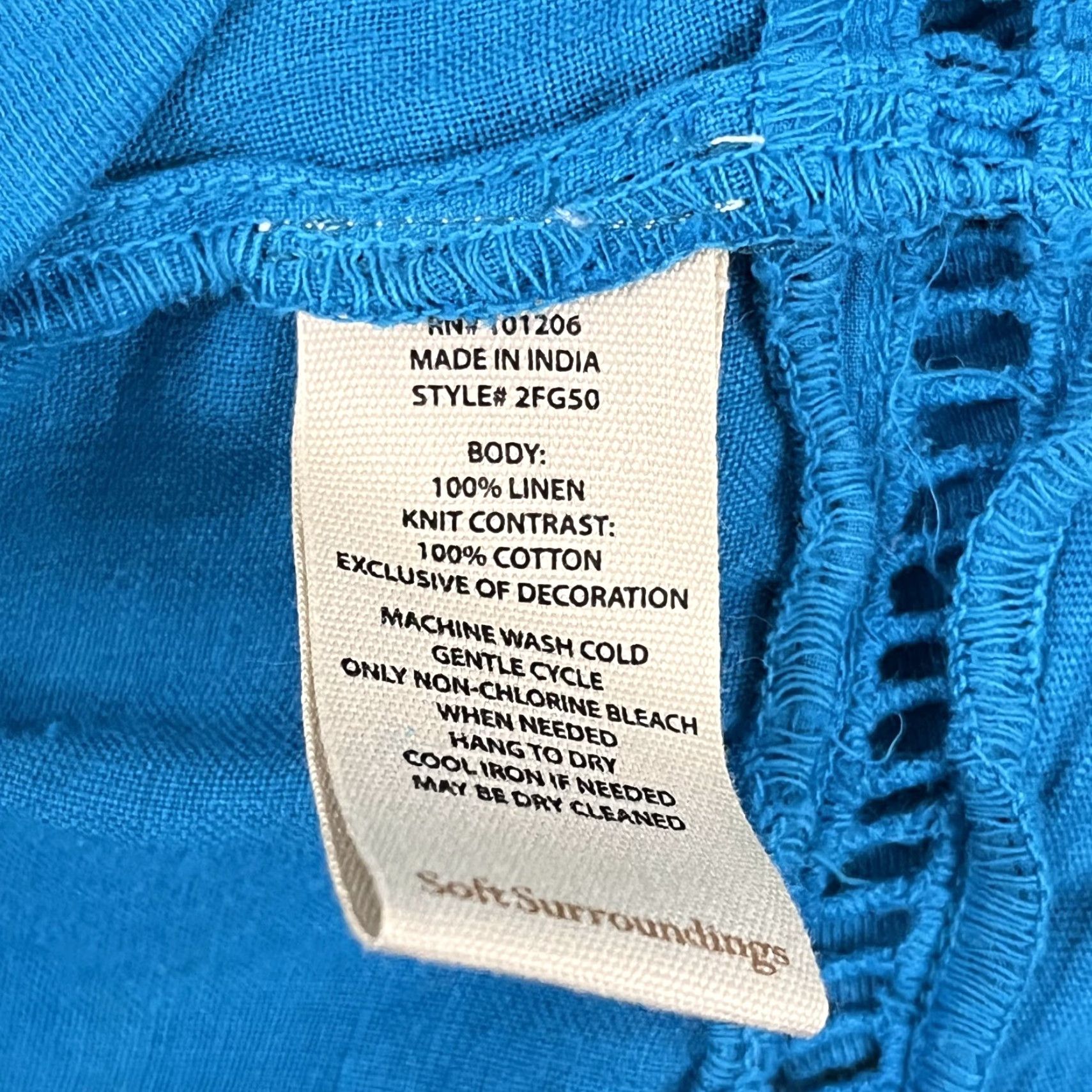 Soft Surroundings Soft Surroundings Leonie Tunic Top Womens Large 14-16 Caribbean Turquoise Linen Size L / US 10 / IT 46 - 7 Thumbnail