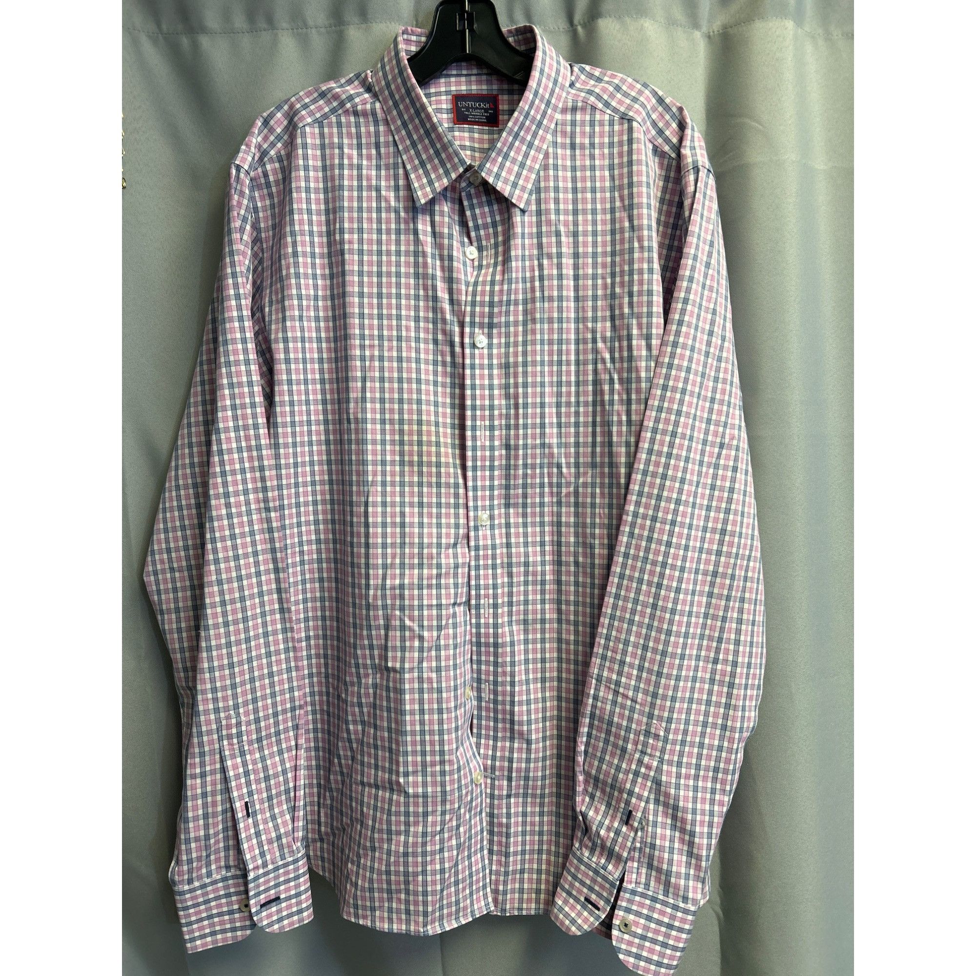 UNTUCKit UNtuckit Mens XL Pink & Blue Checkered Long Sleeve Shirt SKU Size US XL / EU 56 / 4 - 1 Thumbnail