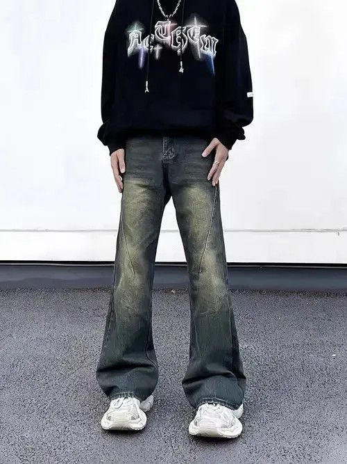 Japanese Brand Retro high street draped micro-flared loose jeans Size US 32 / EU 48 - 2 Thumbnail