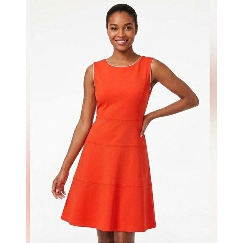 Tory Burch Tory Burch Sleeveless A-Line Dress Red/Coral Classic XS Size XS / US 0-2 / IT 36-38 - 1 Thumbnail