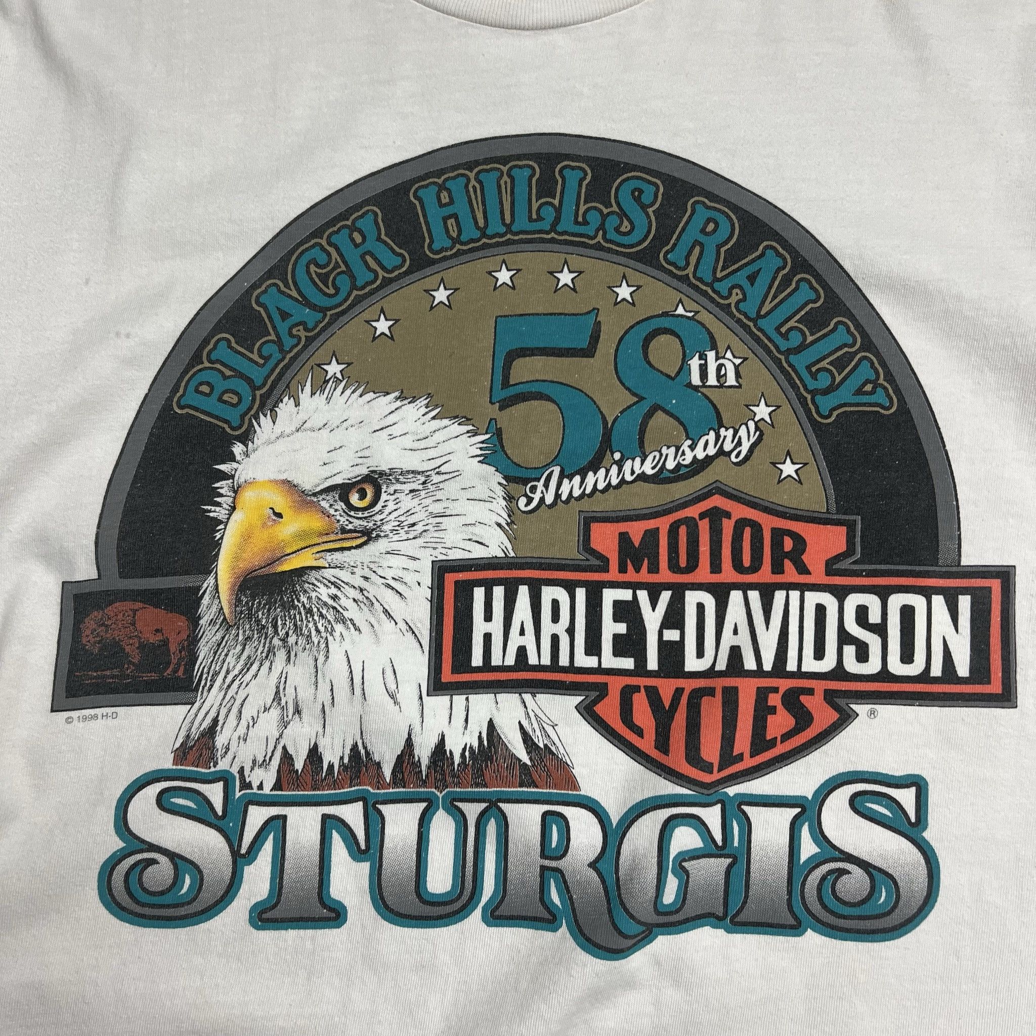 Harley Davidson 1998 Harley-Davidson Sturgis Black Hills Rally Graphic Tee Size US L / EU 52-54 / 3 - 3 Thumbnail