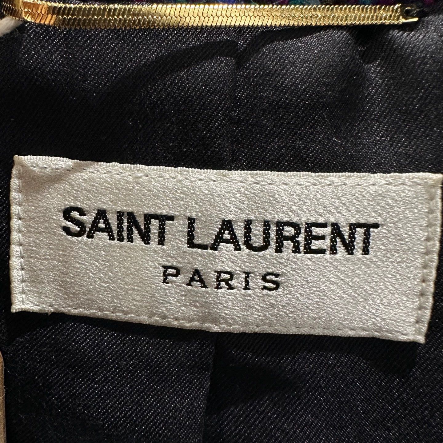 Saint Laurent Paris SL may361 Tweed Logo Gold Button Wool Cardigan F38 Size S / US 4 / IT 40 - 3 Thumbnail