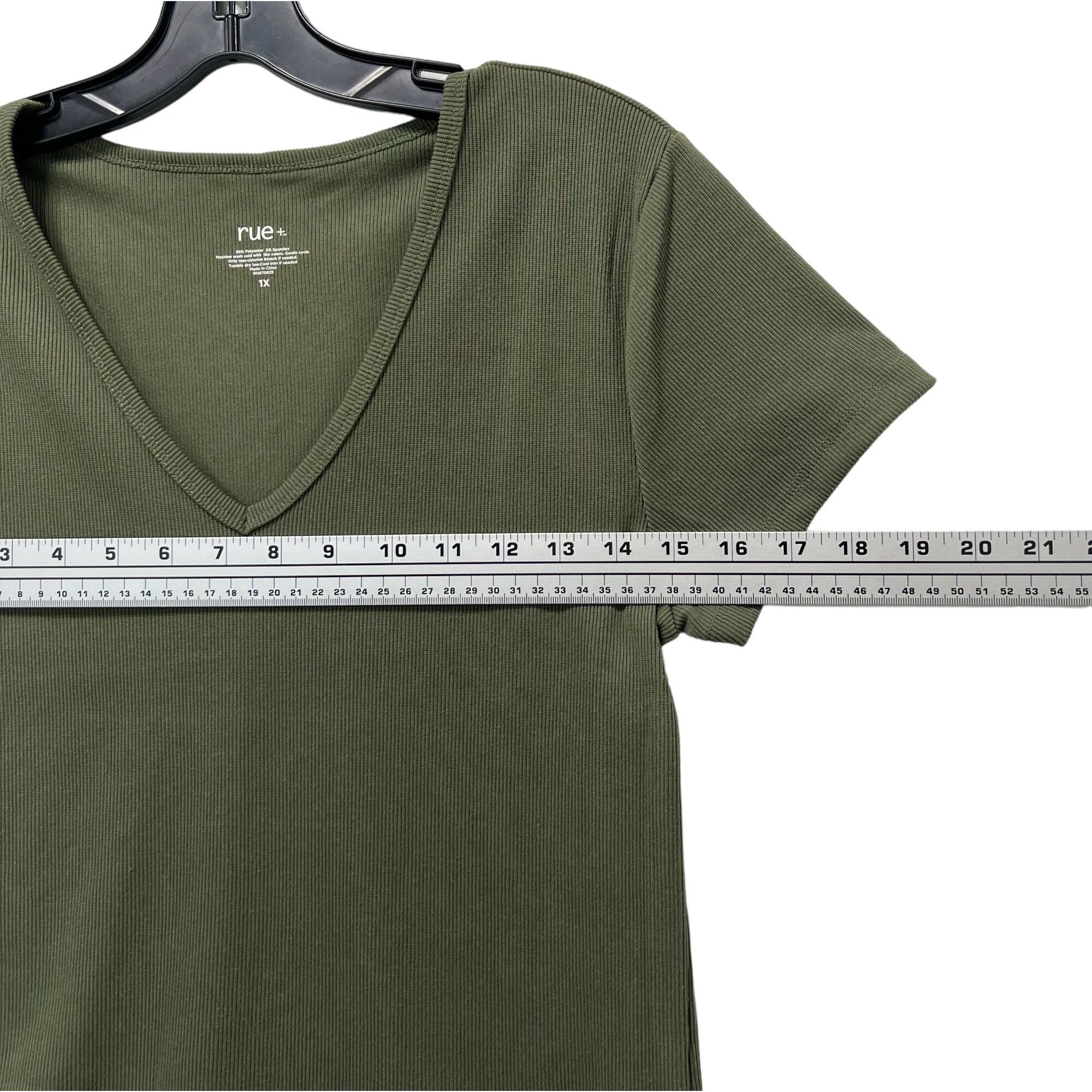 Other Rue + - Women's Short Sleeve Top - Green Olive - 1X Size XL / US 12-14 / IT 48-50 - 3 Thumbnail