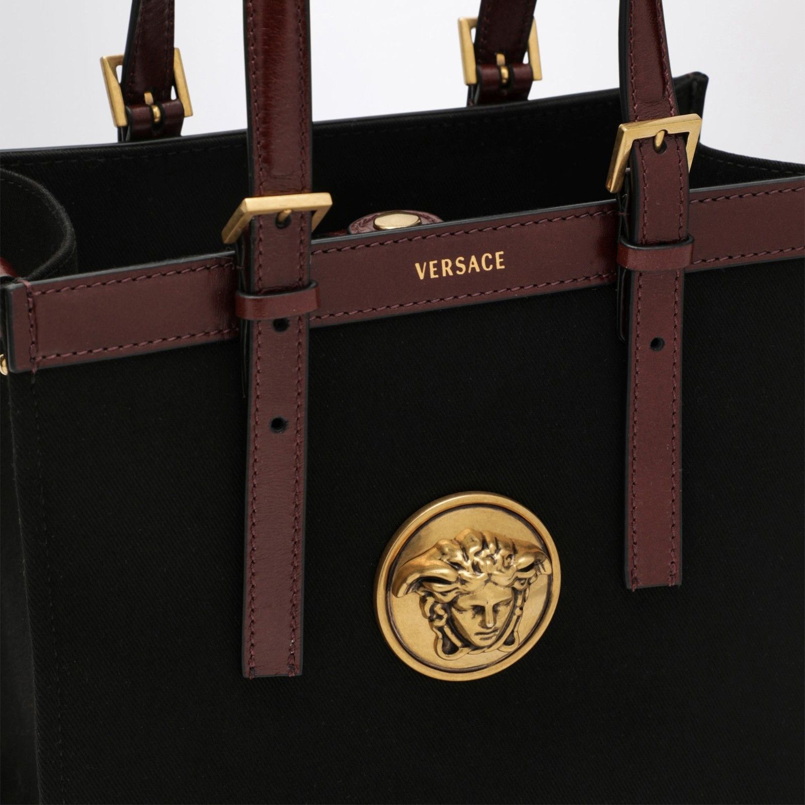 Versace VERSACE Riviere Mini Black Canvas Shopper Bag New & Authenti Size ONE SIZE - 5 Thumbnail