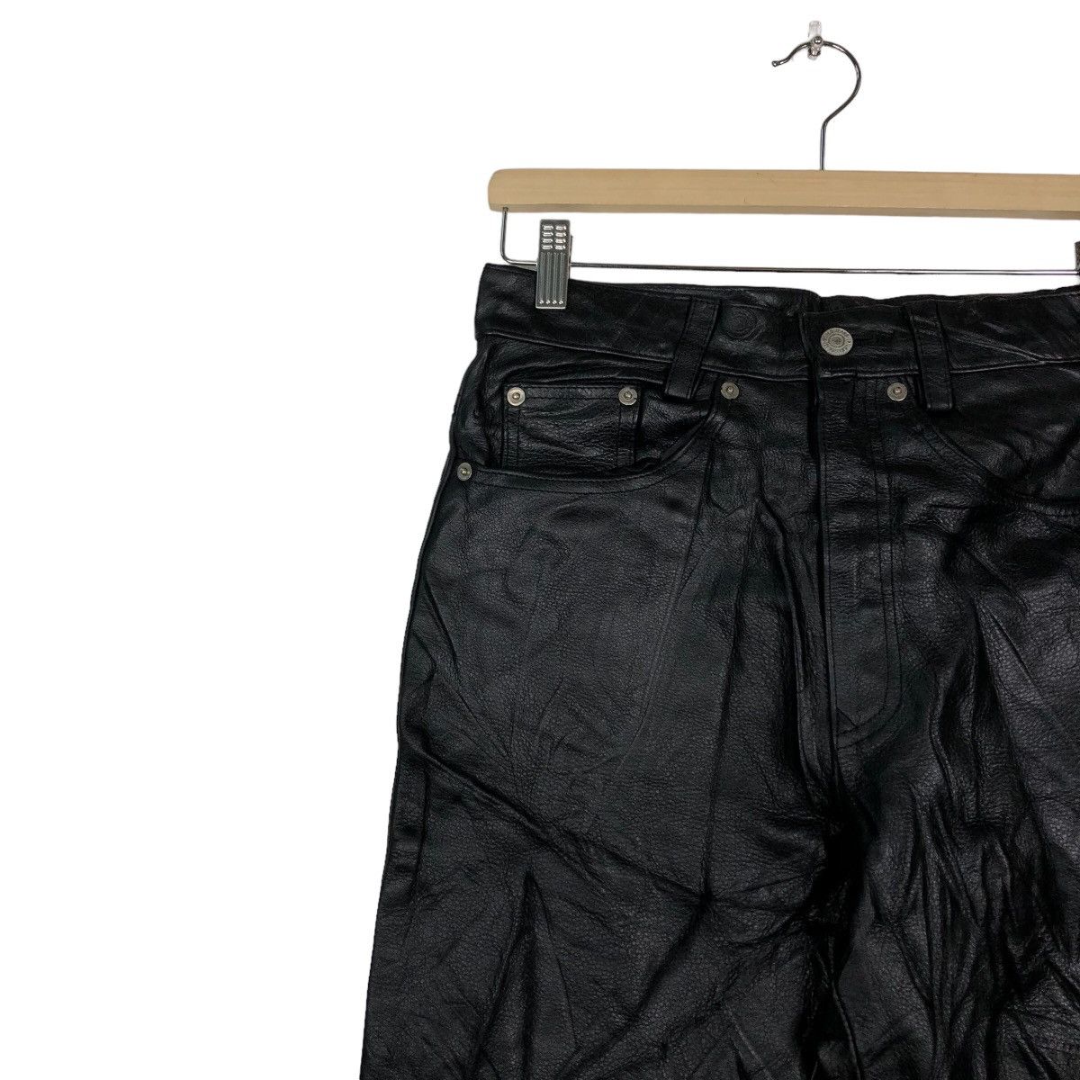 Genuine Leather 🔥Vtg Biker Leather Pants Freedom Inspire Issey Miyake Size US 29 - 7 Thumbnail