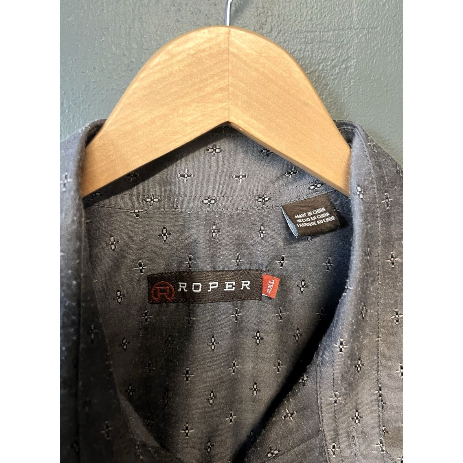 Roper Roper Mens Gray Snap Up Long Sleeve Dress Shirt 2XL Size 48R - 3 Thumbnail