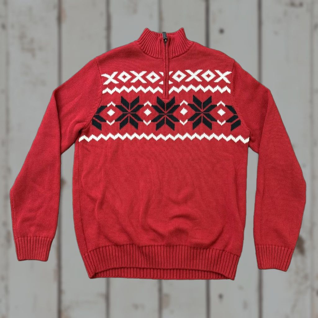 Chaps Chaps Ralph Lauren Sweater Mens M Red Nordic 1/4 Zip Knit Winter Classic Size US M / EU 48-50 / 2 - 1 Thumbnail
