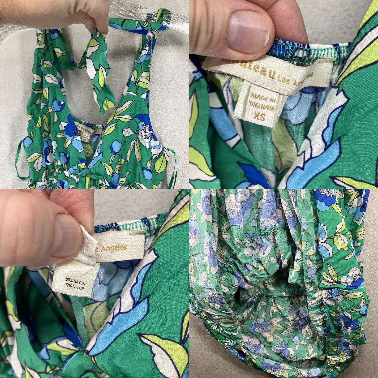 Vintage Monteau Maxi Dress Women's XS Green Floral Ruffled V-Neck Casual Spring Summer Size XS / US 0-2 / IT 36-38 - 8 Thumbnail