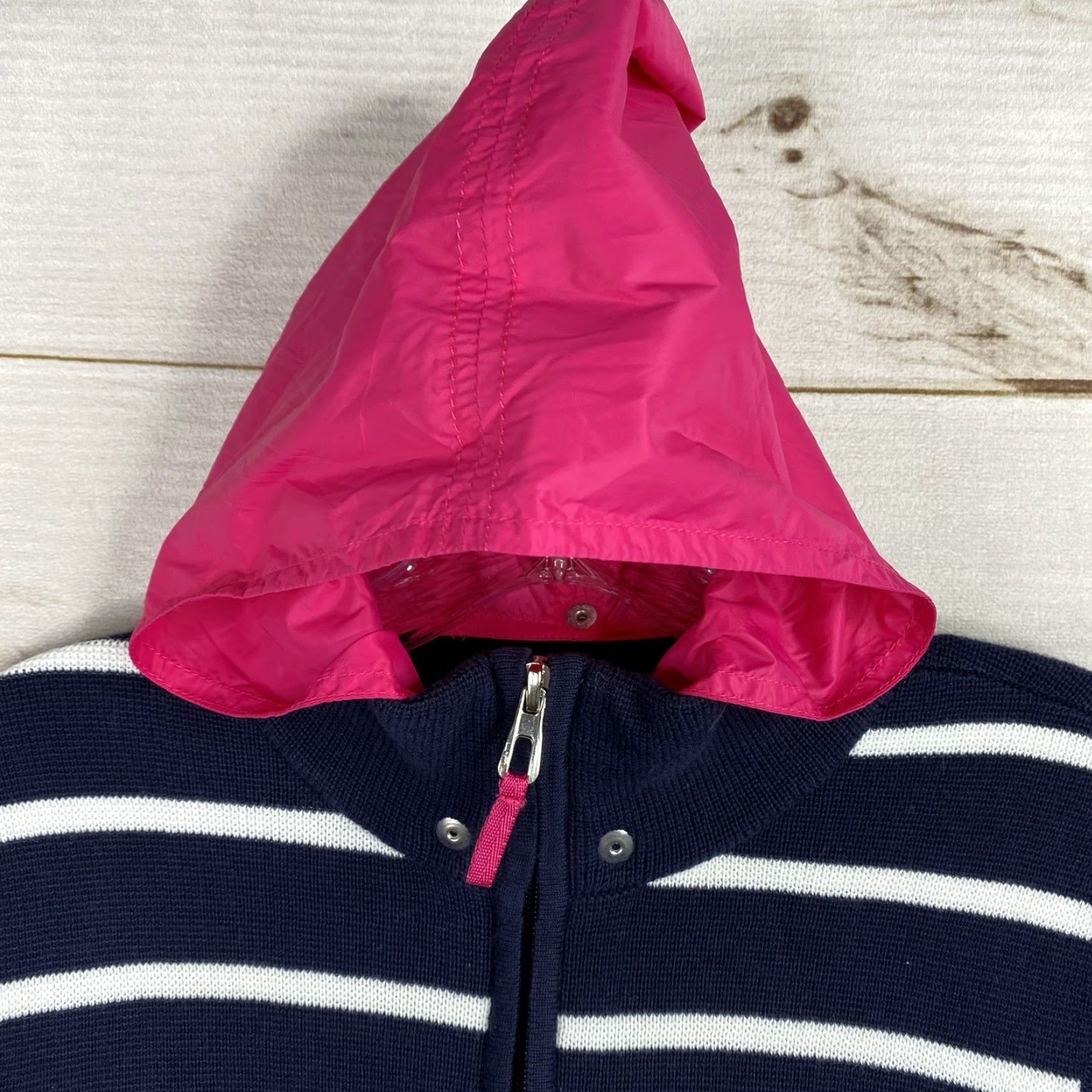 Ralph Lauren Ralph Lauren Active Cardigan Womens L Blue Pink Hooded Full Zip 90s Nautical Stripe Knit Lightweight Sweater Size L / US 10 / IT 46 - 5 Thumbnail