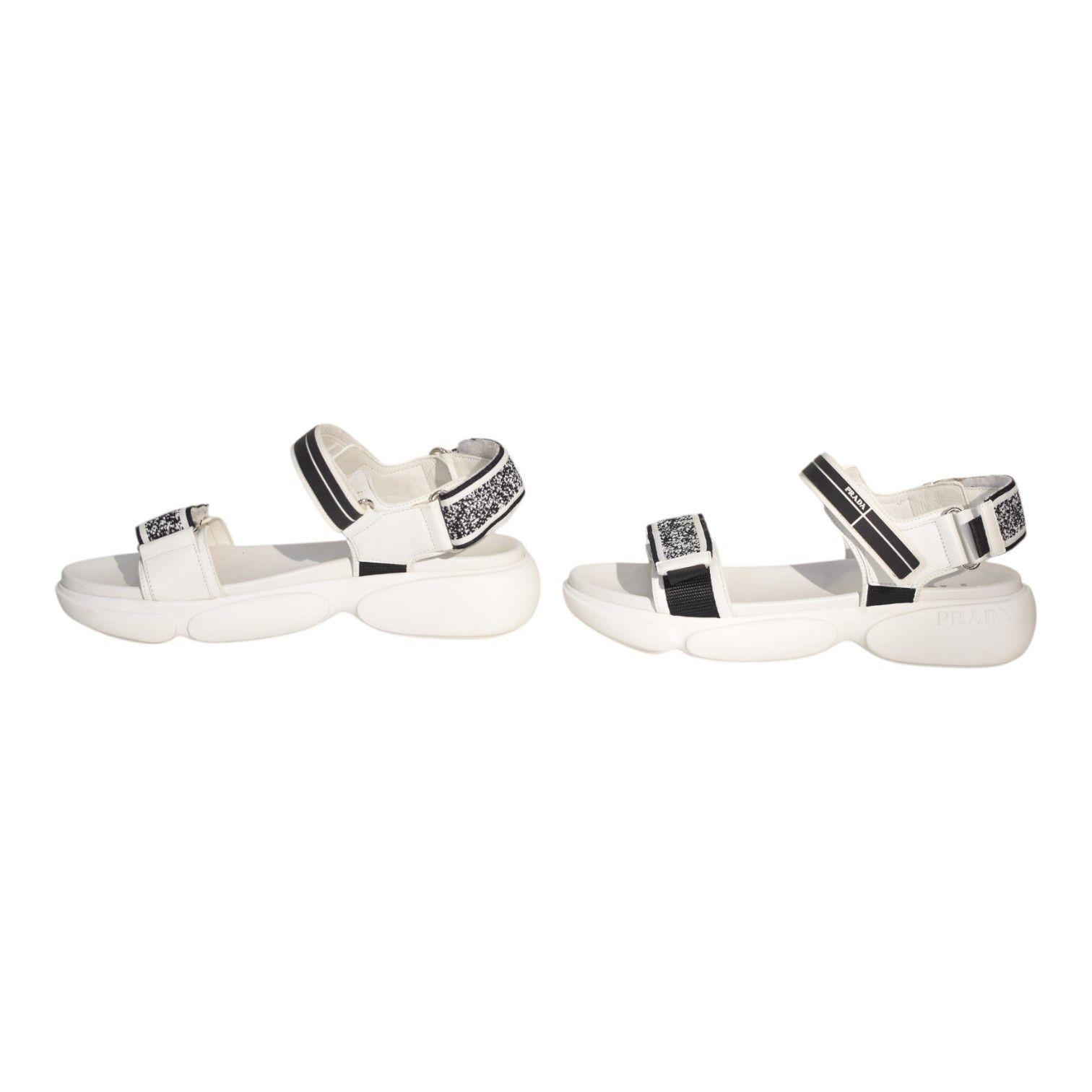Prada PRADA Cloudbust Logo-Embossed Rubber & Leather Sandals 37.5 Size US 7.5 / IT 37.5 - 5 Thumbnail