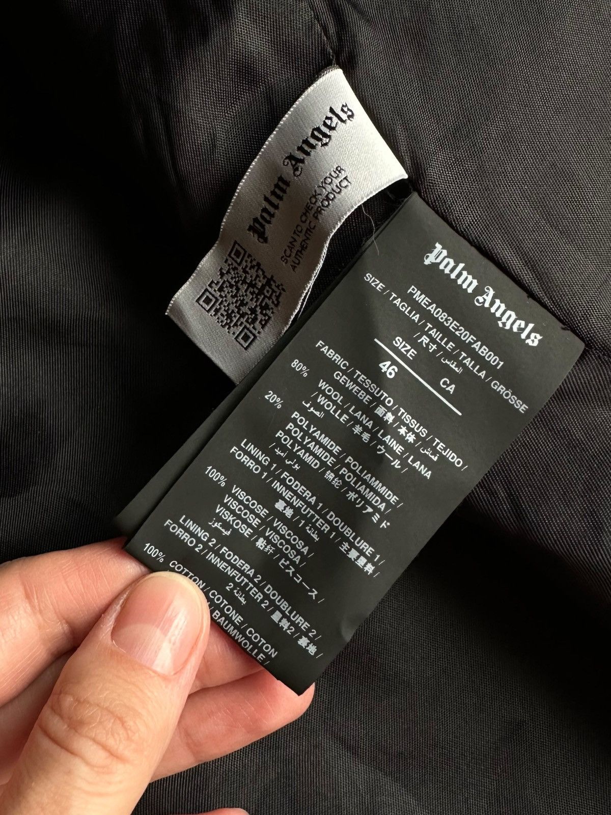 Palm Angels Palm Angels Classic Black Wool Logo Coat (S) Size US S / EU 44-46 / 1 - 10 Thumbnail