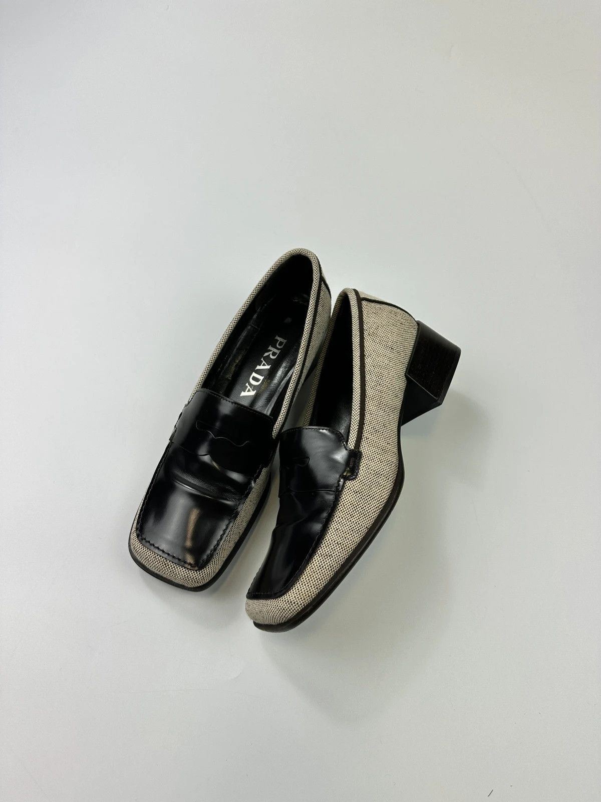 Prada Prada Milano SS1999 Linen & Leather Grey & Black Loafer Size US 9 / IT 39 - 1 Thumbnail