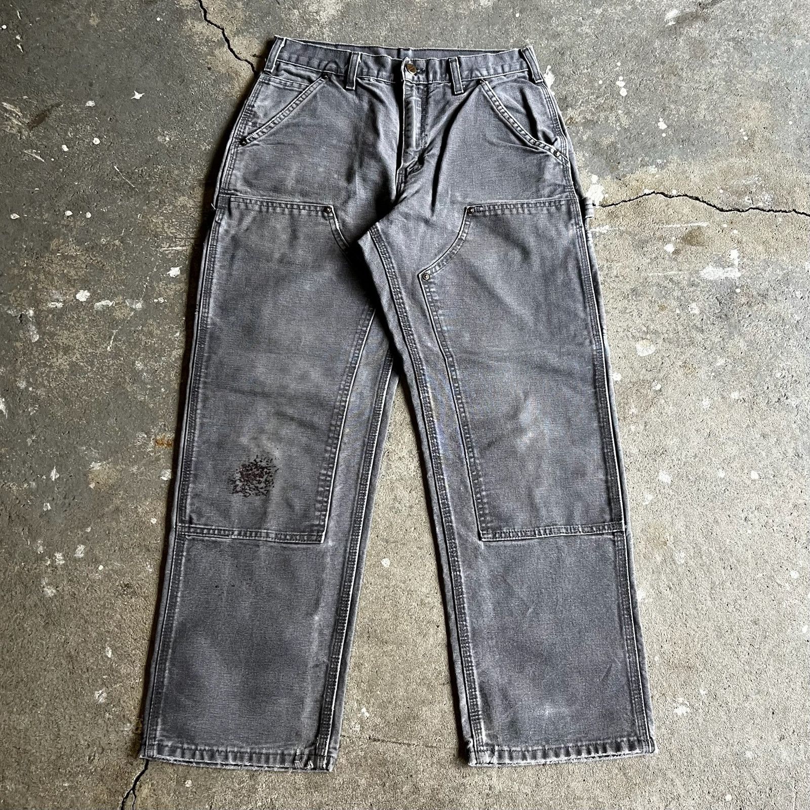 Carhartt Faded Gravel Grey Thrashed Carhartt Double Knee Pants