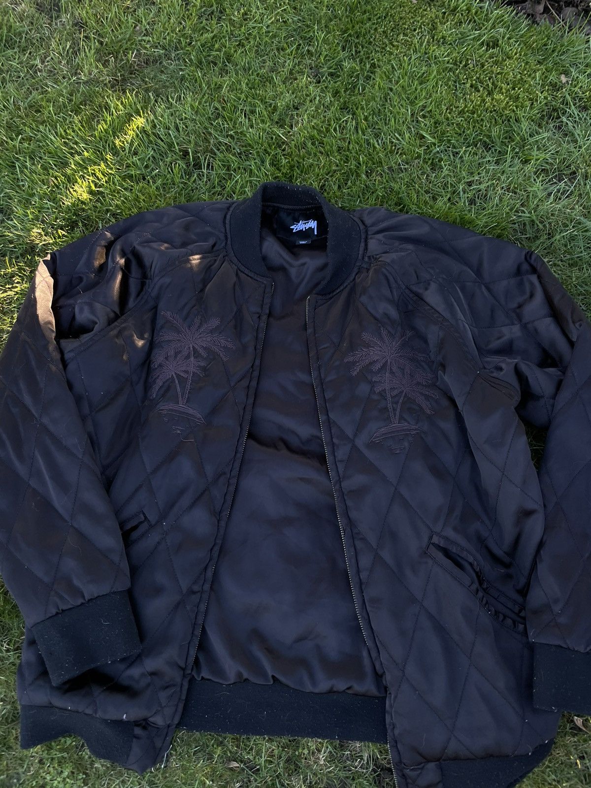 Stussy Quilted Palm Tree Bomber Jacket Size US M / EU 48-50 / 2 - 2 Thumbnail