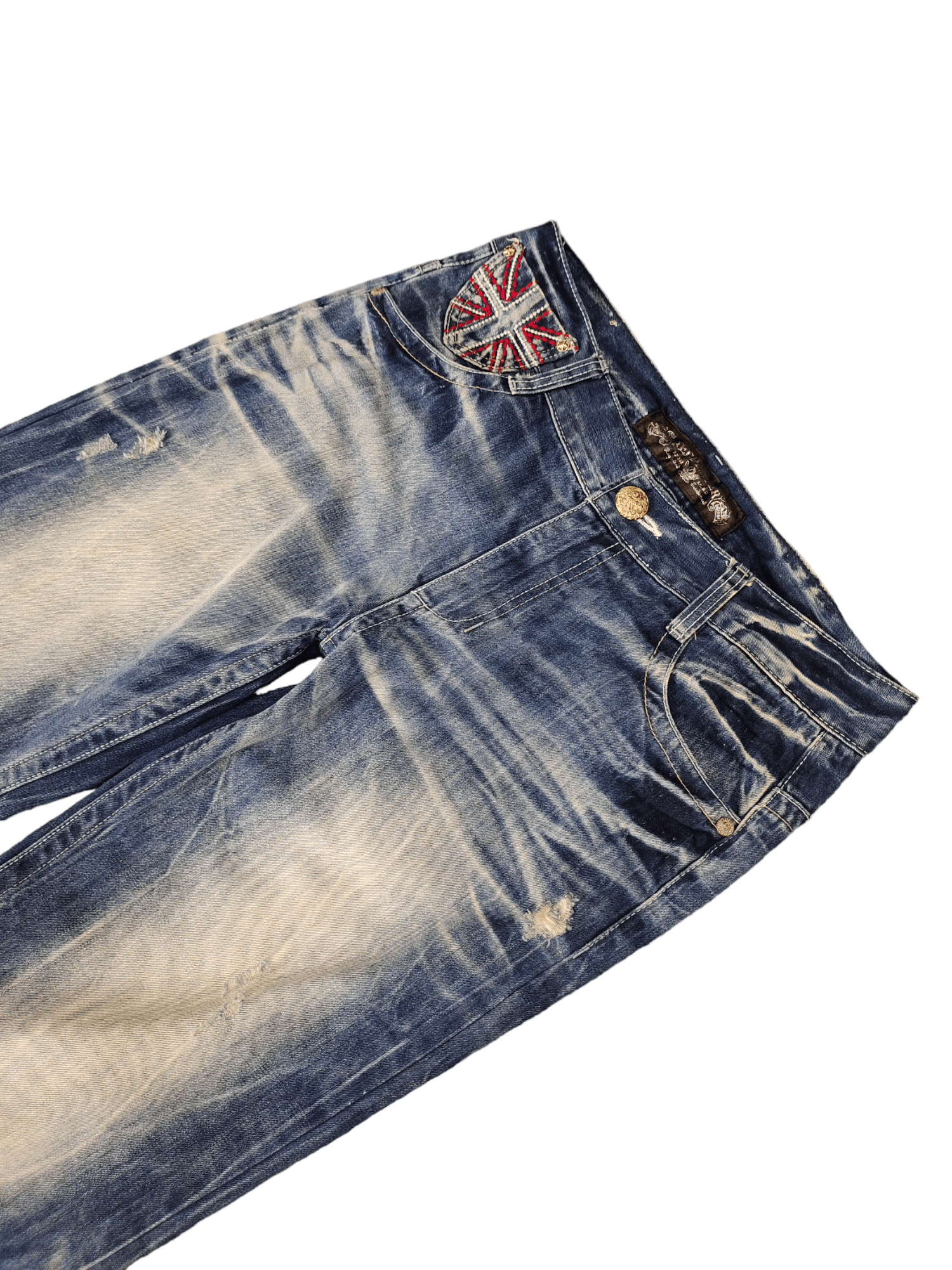 Vintage Red Pepper Wing & UK Flag Embroidered Denim Ed Hardy Y2k Size US 34 / EU 50 - 12 Thumbnail