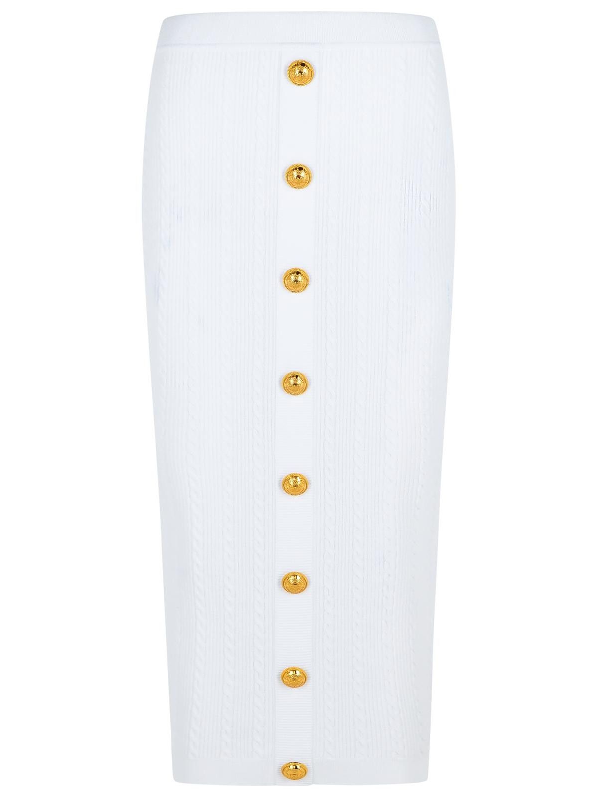 Balmain BALMAIN Long Skirt In White Viscose Blend Size 28" / US 6 / IT 42 - 1 Thumbnail