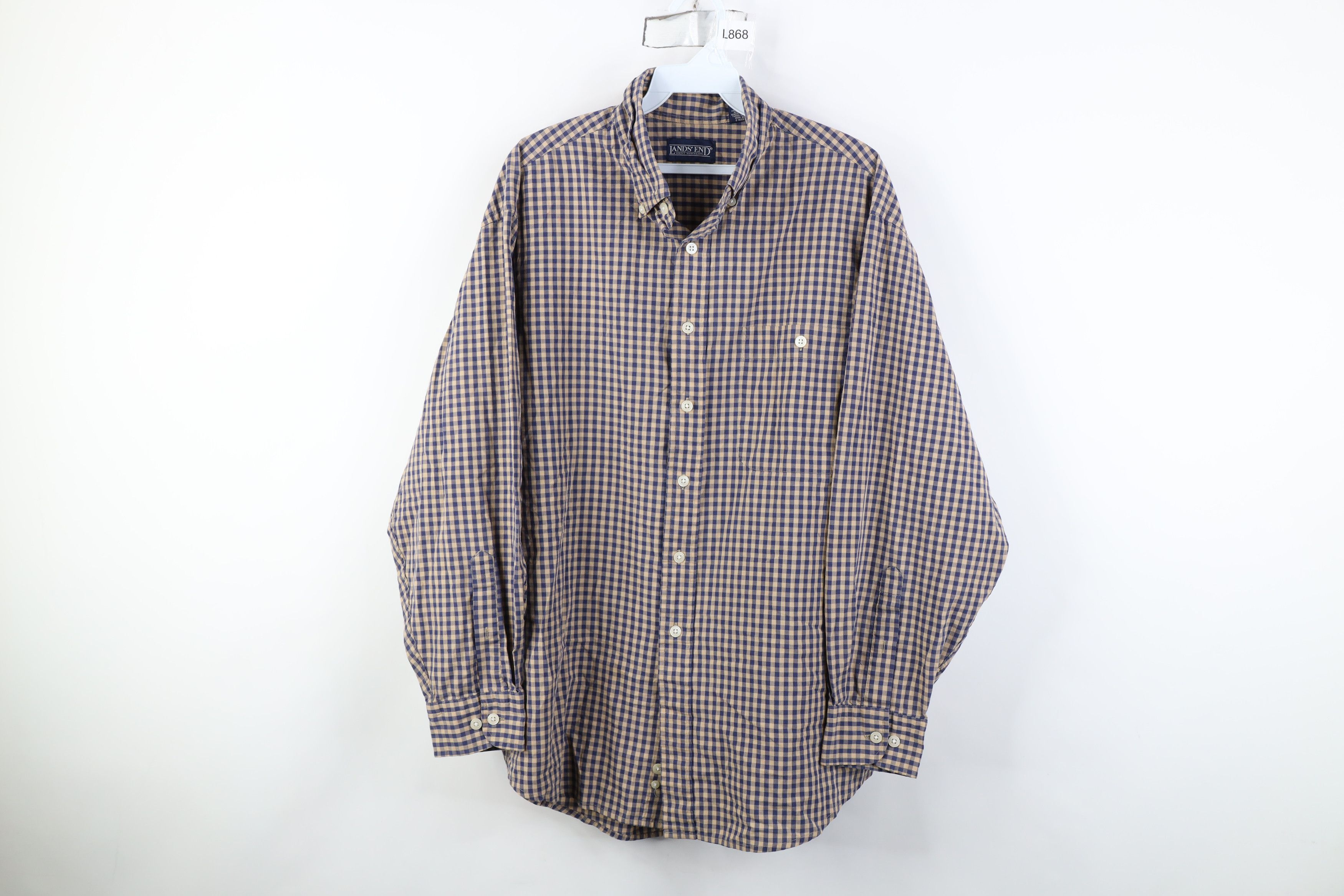 Lands' End Vintage 90s Lands End Lightweight Collared Button Down Shirt Size US L / EU 52-54 / 3 - 1 Thumbnail