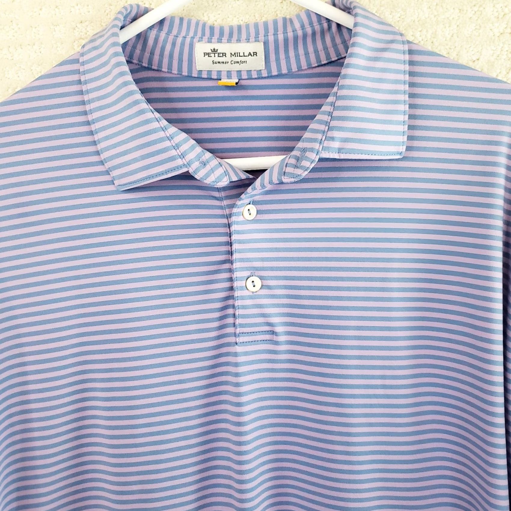Peter Millar Peter Millar Polo Shirt Men XL Lavender Purple Stripe Summer Comfort Performance Size US XL / EU 56 / 4 - 3 Thumbnail