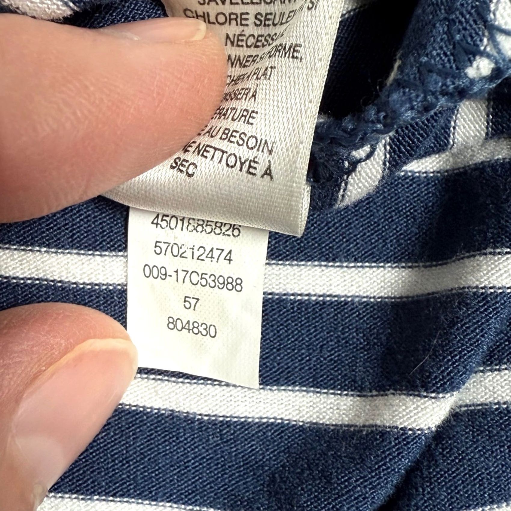 Vintage Chico's Navy White Striped Tunic Top 3/4 Sleeve V-Neck Stretch Knit Blouse Shirt Womens XL Size XL / US 12-14 / IT 48-50 - 6 Thumbnail