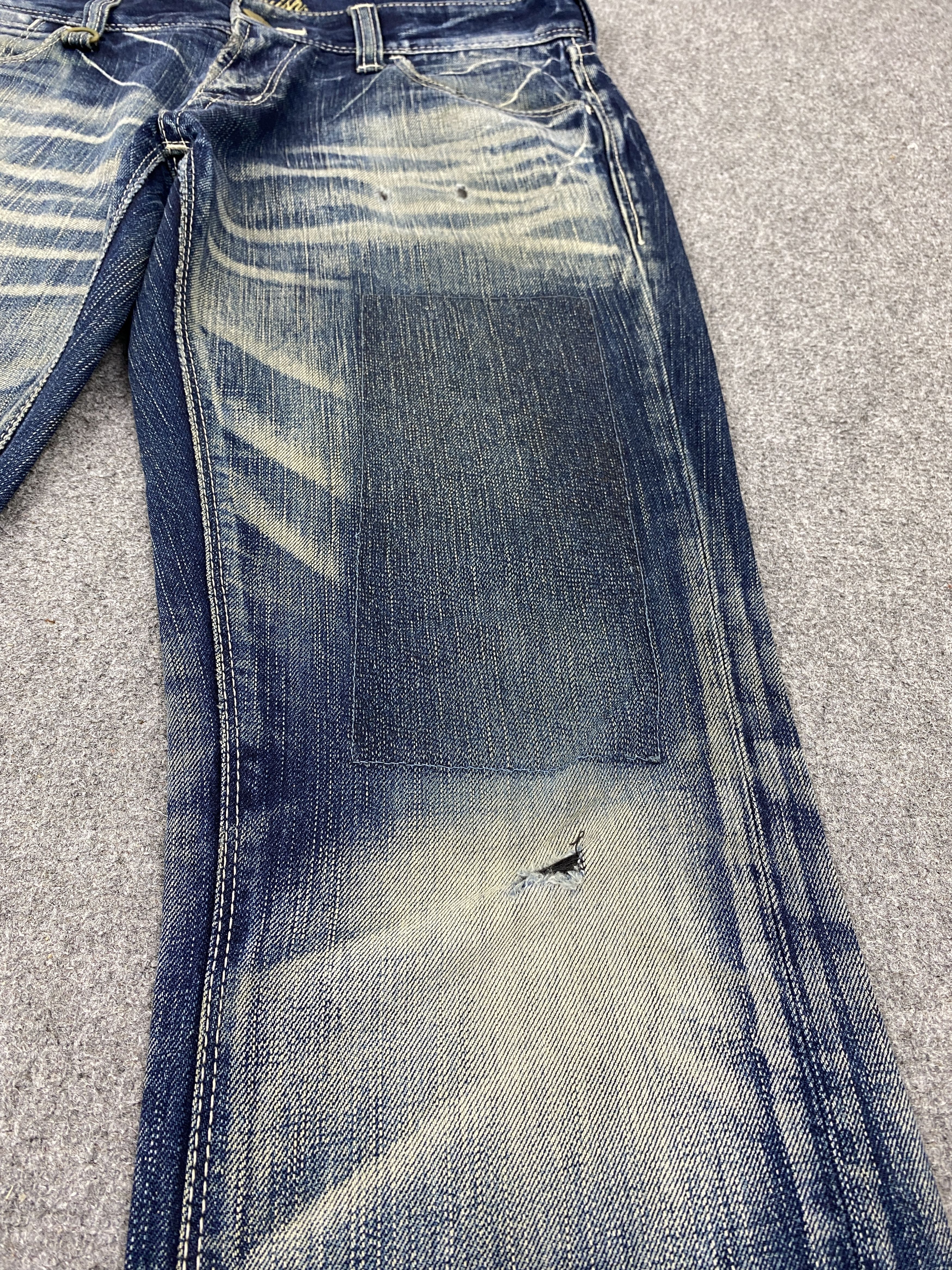 Japanese Brand × Vanquish × Vintage Vintage 90s Vanquish Gold Faded Blue Patch Work Jeans Size US 33 - 11 Thumbnail