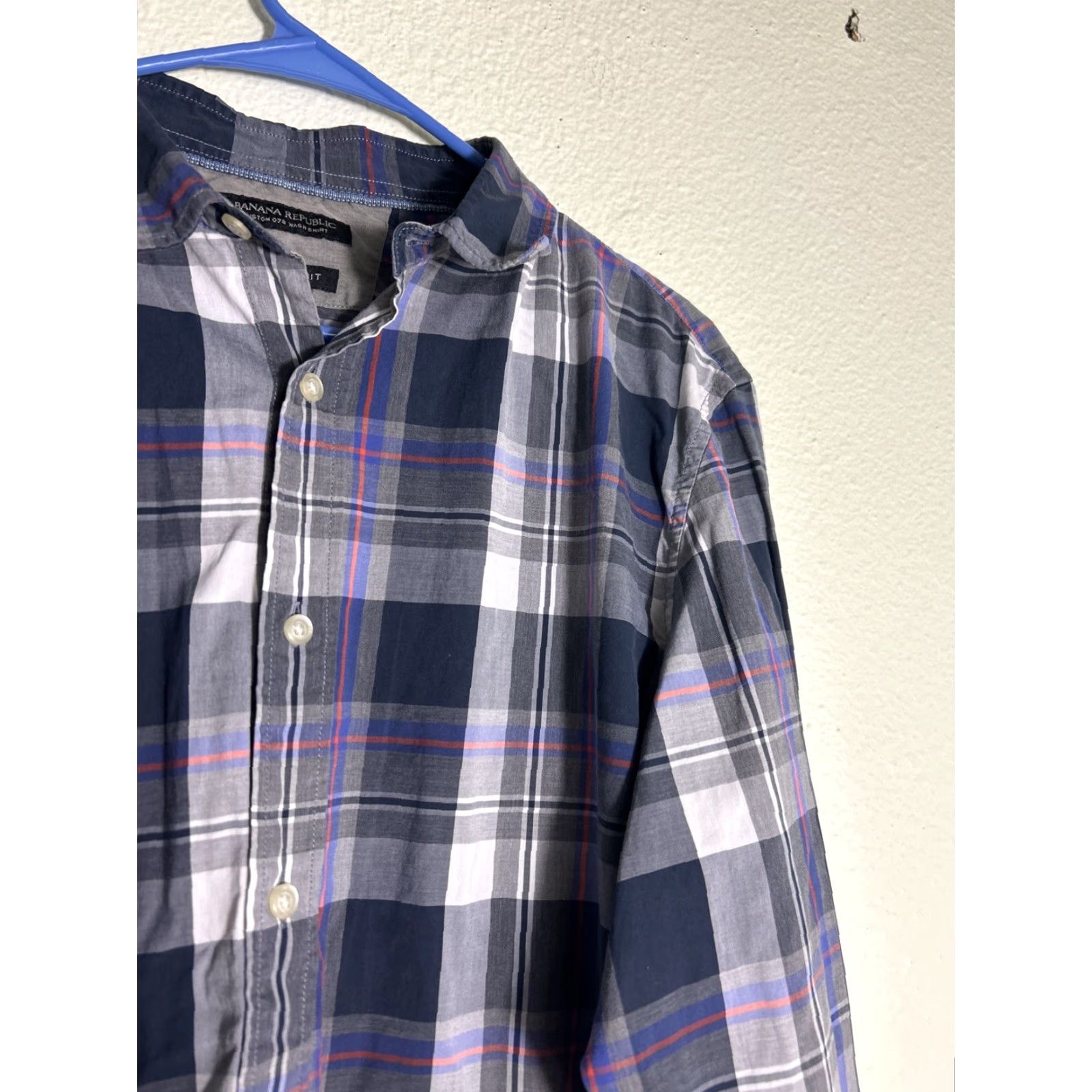 Banana Republic Banana Republic Men's L Gray Black Plaid Button-Up Shirt Grant Fit Long Sleeve Cotton Size US L / EU 52-54 / 3 - 4 Thumbnail