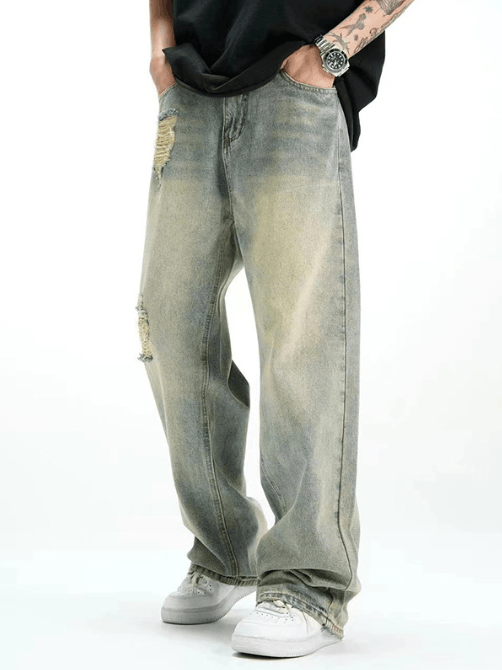 Japanese Brand × Jean Men's retro trend casual loose ripped jeans y2k Size US 32 / EU 48 - 2 Thumbnail