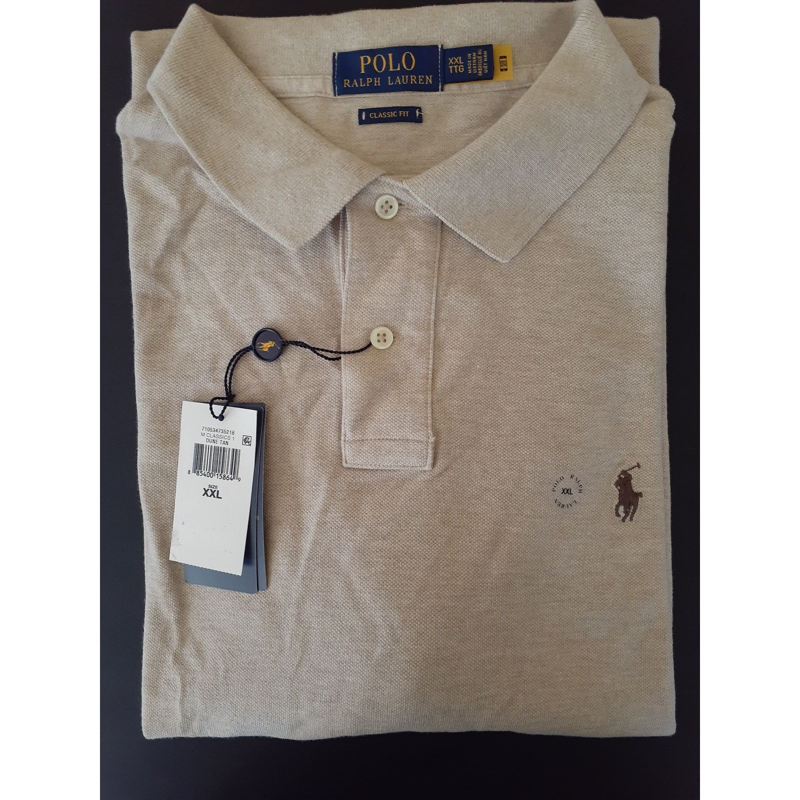 Polo Ralph Lauren Polo Ralph Lauren Men's Solid Mesh Classic Polo Dune Tan XXL Size US XXL / EU 58 / 5 - 3 Thumbnail
