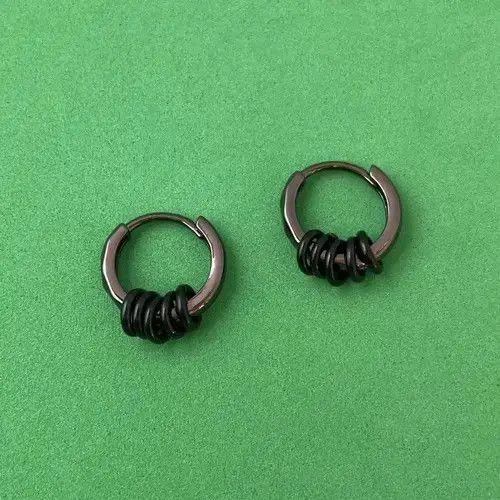 Japanese Brand Small Hoop Earrings for Men Women,Black Hoop Earrings Size ONE SIZE - 1 Thumbnail