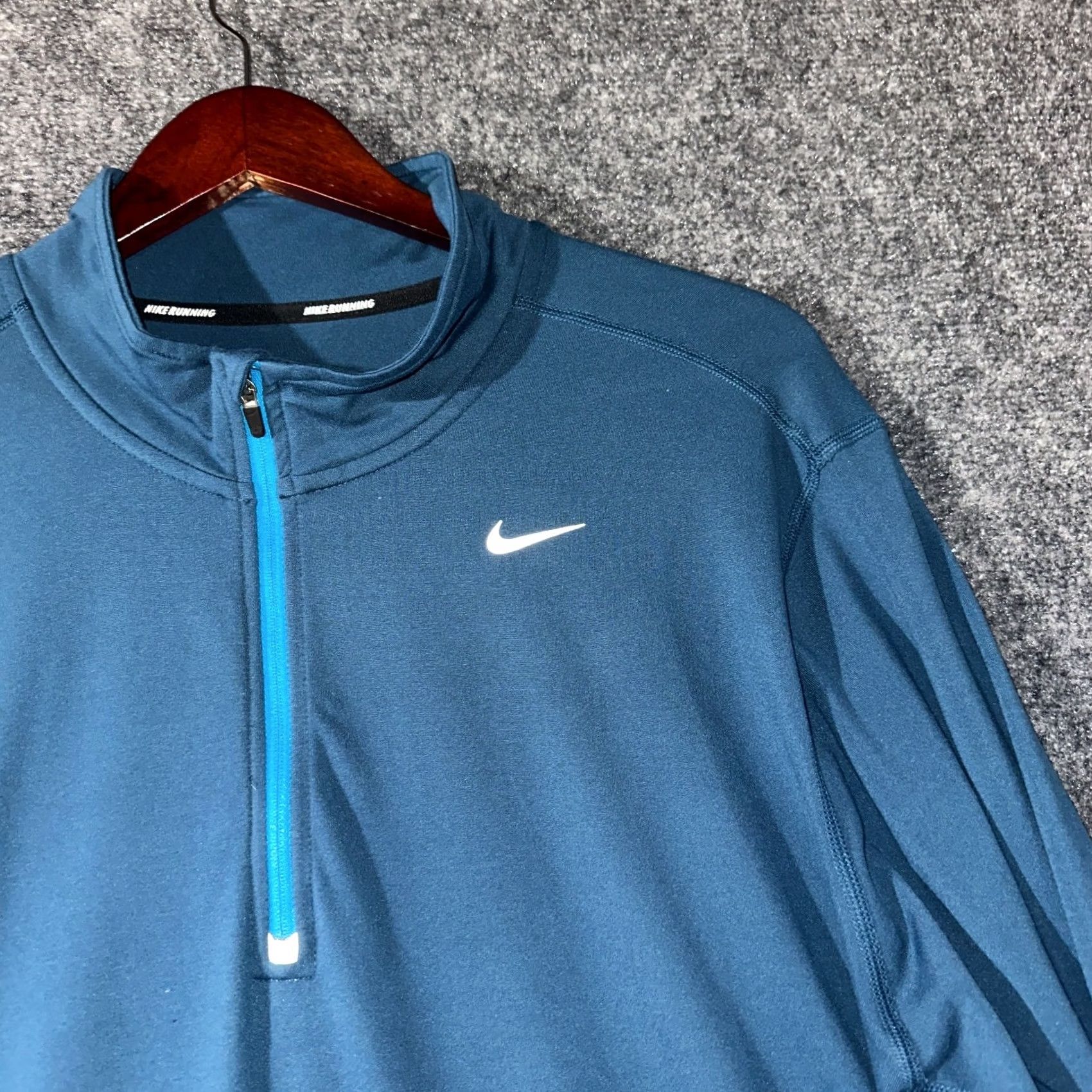 Nike Nike Running Pullover XL 1/4 Zip Blue Long Sleeve Sports Top Mens Regular Size Large Size US XL / EU 56 / 4 - 6 Thumbnail