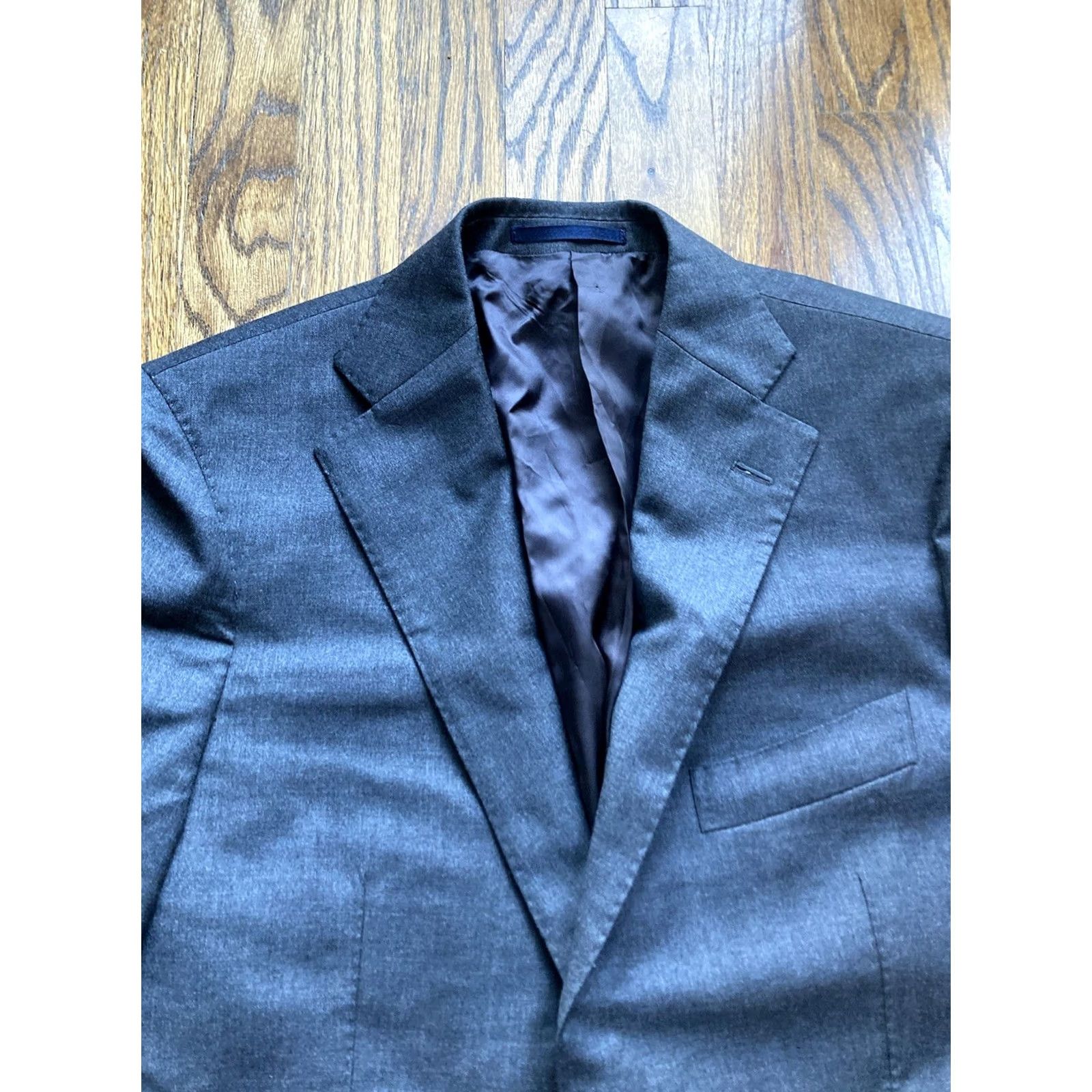 Proper Cloth Proper Cloth Blazer Mens 39 Wool Gray Surgeon’s Cuffs Notch Lapel Two-Button Front Single-Breasted Regular Fit 2 Piece Vintage: No Size 40R - 4 Thumbnail
