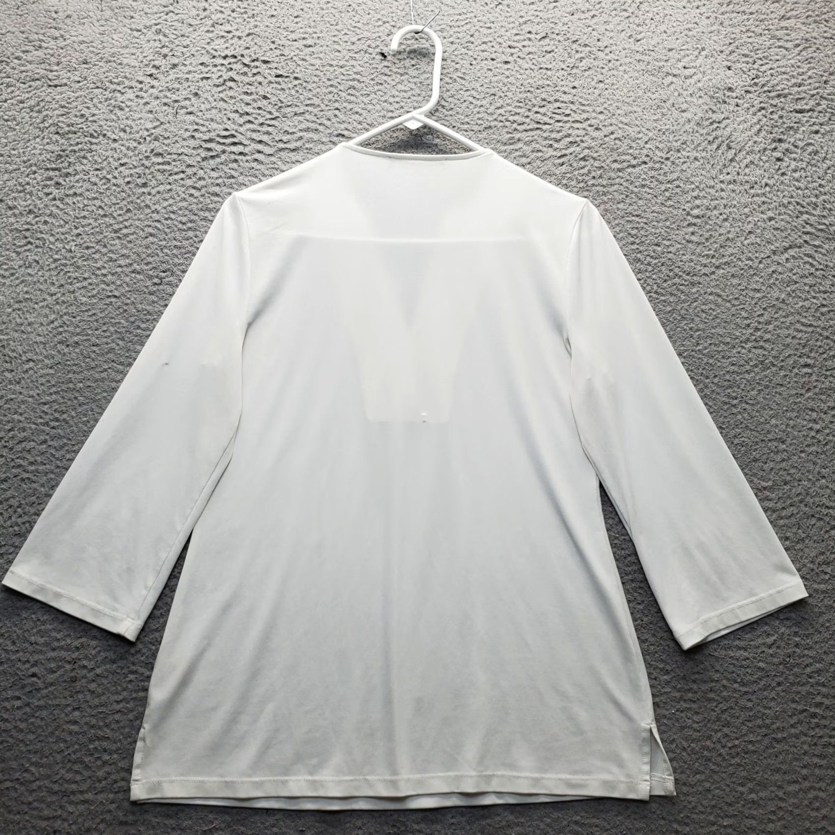 Vintage Ivanka Trump Blouse Womens XS White Long Sleeve V Neck Slit Lace Up Detail Shirt Size XS / US 0-2 / IT 36-38 - 2 Thumbnail