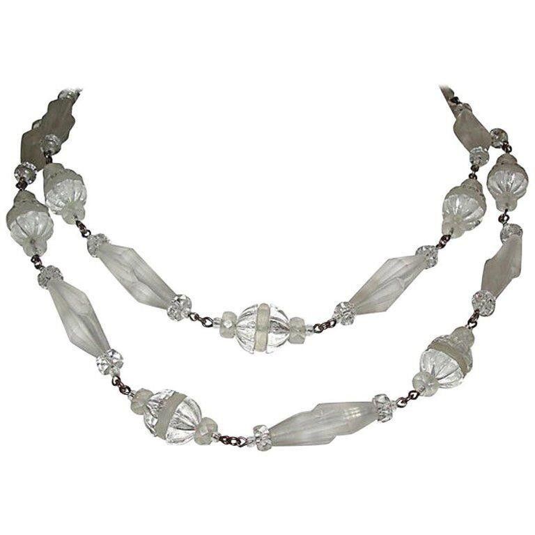 Designer Frosted Camphor Glass Bead Flapper Necklace Size ONE SIZE - 1 Thumbnail