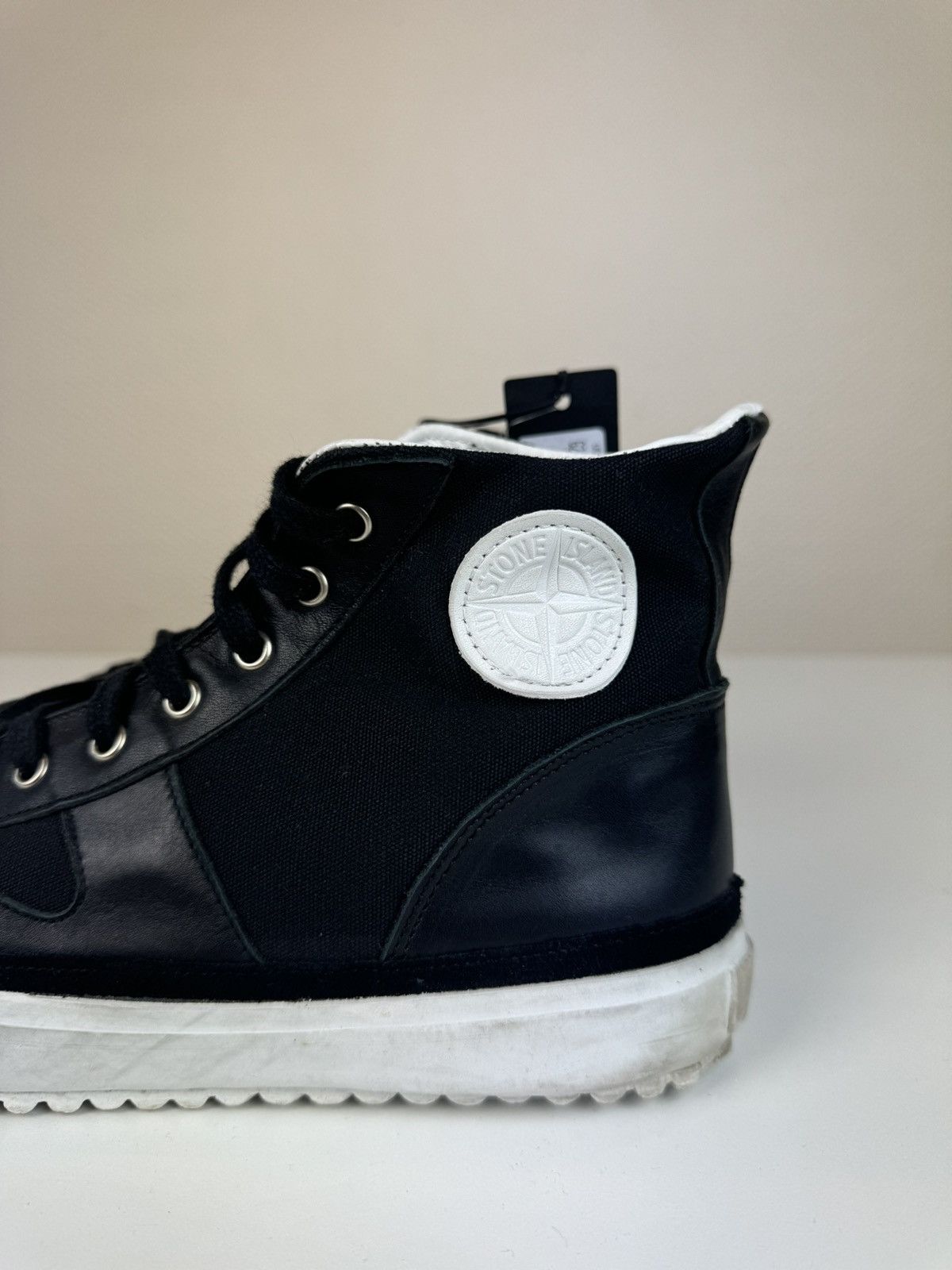 Stone Island Stone island leather tissue trainers high top sneakers 43 Size US 9.5 / EU 42-43 - 7 Thumbnail