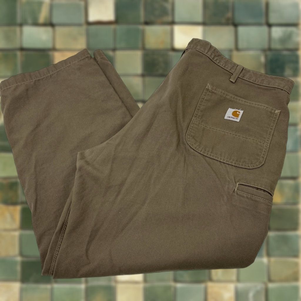 Carhartt Carhartt Pants Mens 44x30 Brown Khaki Canvas Relaxed Workwear 5-Pocket Logo B299-MUS Mens Pants Brown Khaki Canvas Relaxed Straight 44x30 Size US 44 / EU 60 - 1 Thumbnail