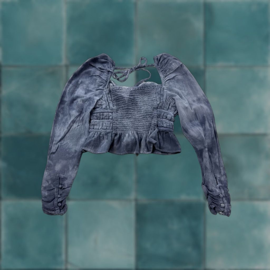 Free People VINTAGE Free People Shirt Women’s M Blue Tie Dye Boho Peasant Blouse Top Size M / US 6-8 / IT 42-44 - 1 Thumbnail