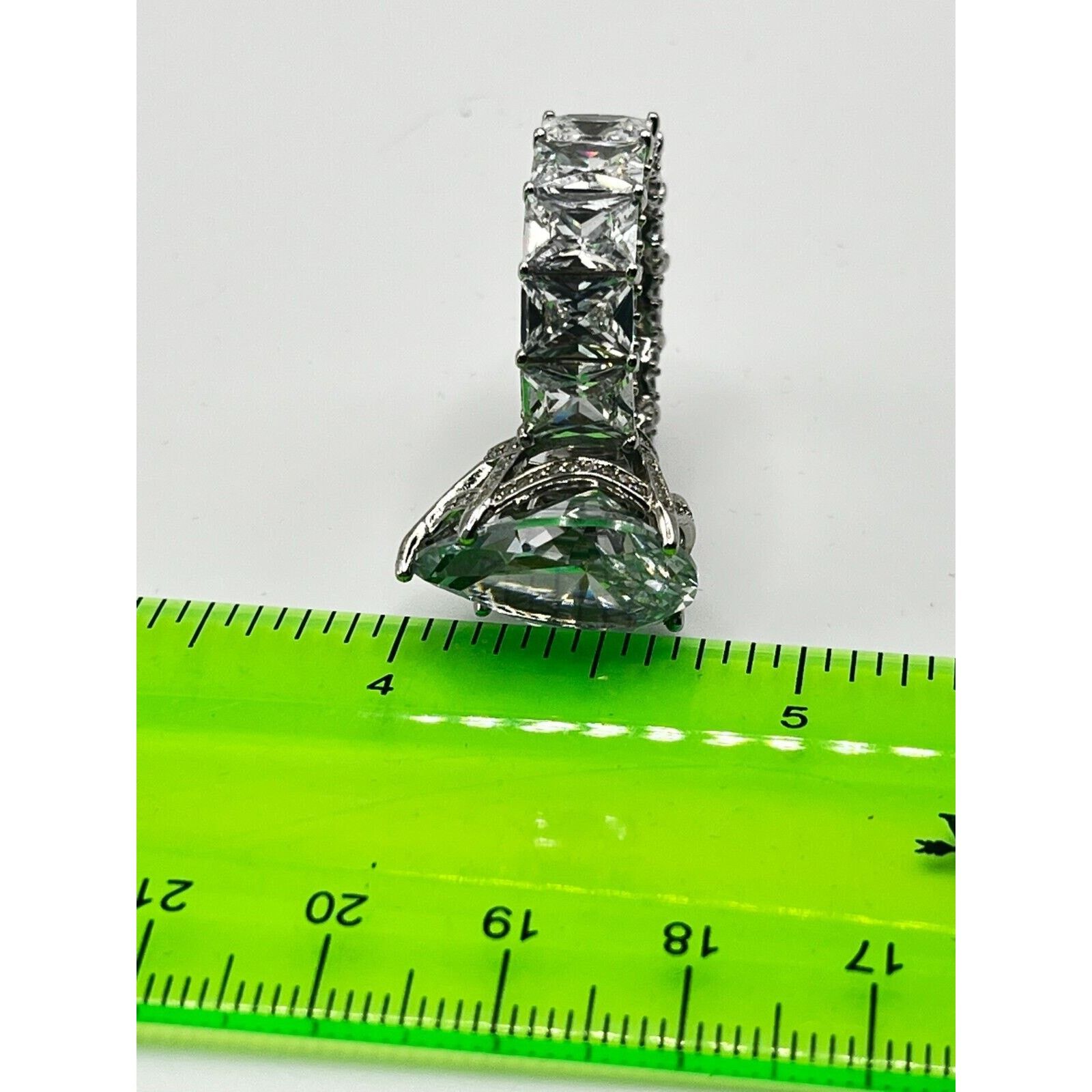 The Unbranded Brand Princess Cut Quartz Diamond Baguette Silver Ring Size 15G Size ONE SIZE - 4 Thumbnail