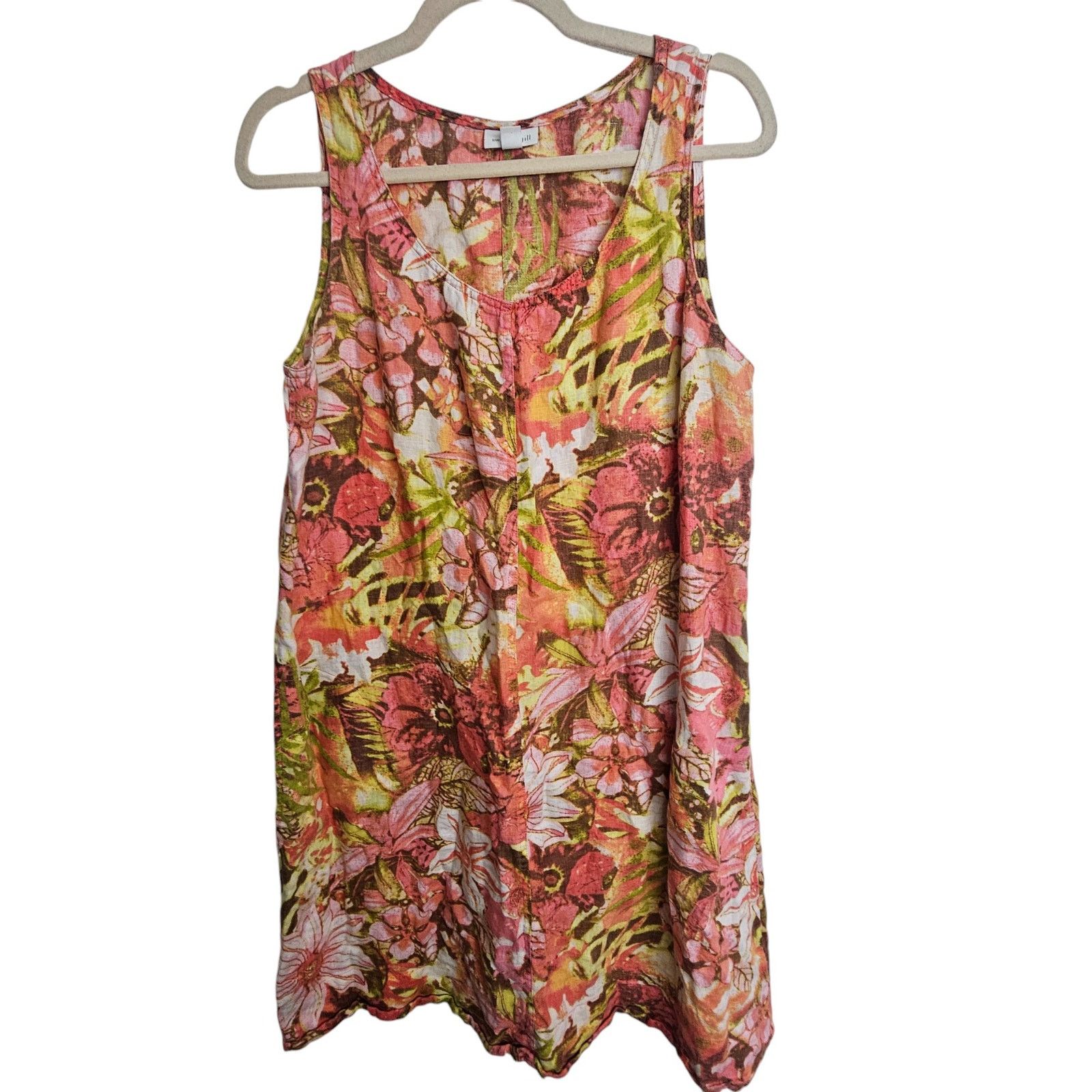 J. Jill J. Jill Womens Floral Linen Mini Dress Sz M Lagenlook Resort Size M / US 6-8 / IT 42-44 - 1 Thumbnail