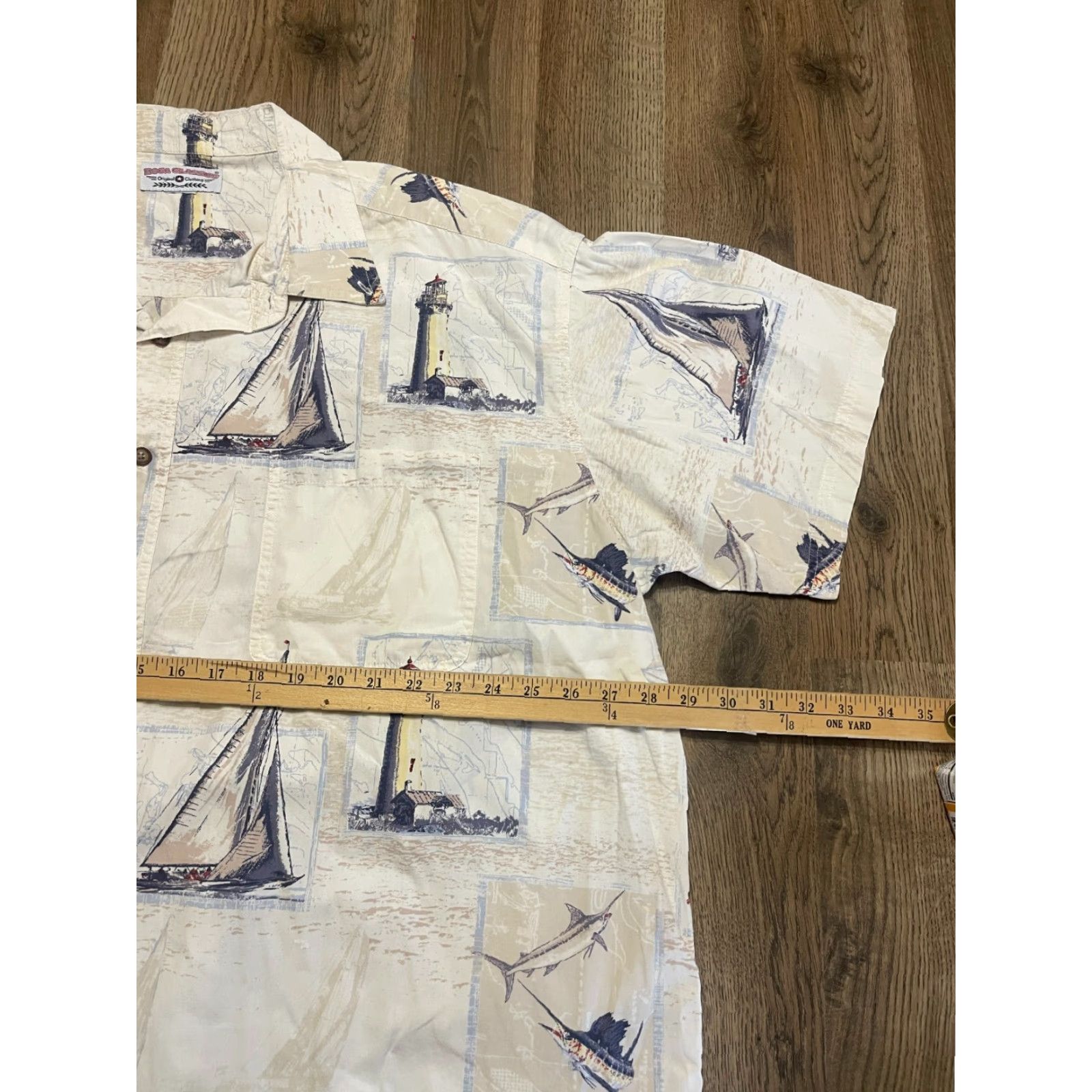Vintage Boca Classics Shirt Mens 2XL Button-Up White Blue Yellow Sail Boat Light House, Short Sleeve, Collared, Casual, Regular Fit, Blue, Sail Boat, 90s? Size US XXL / EU 58 / 5 - 7 Thumbnail
